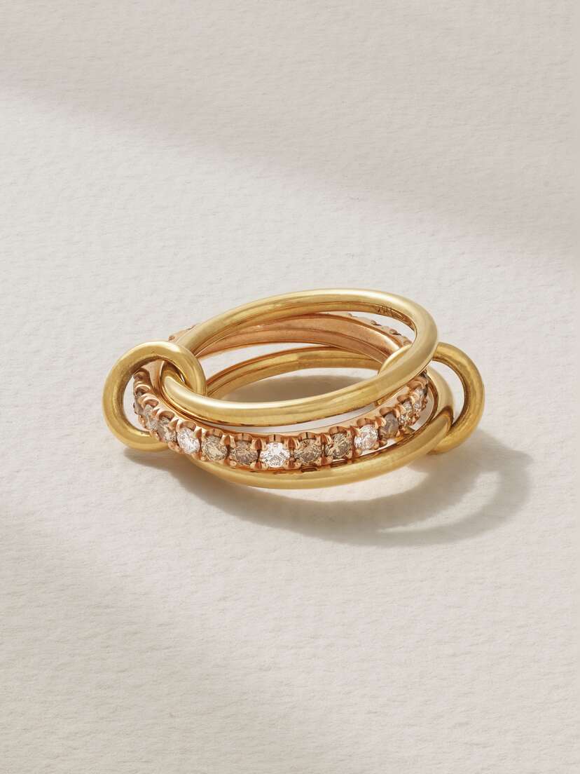Spinelli Kilcollin Sonny Set Of Three 18-karat Yellow And Rose Gold And Diamond Rings