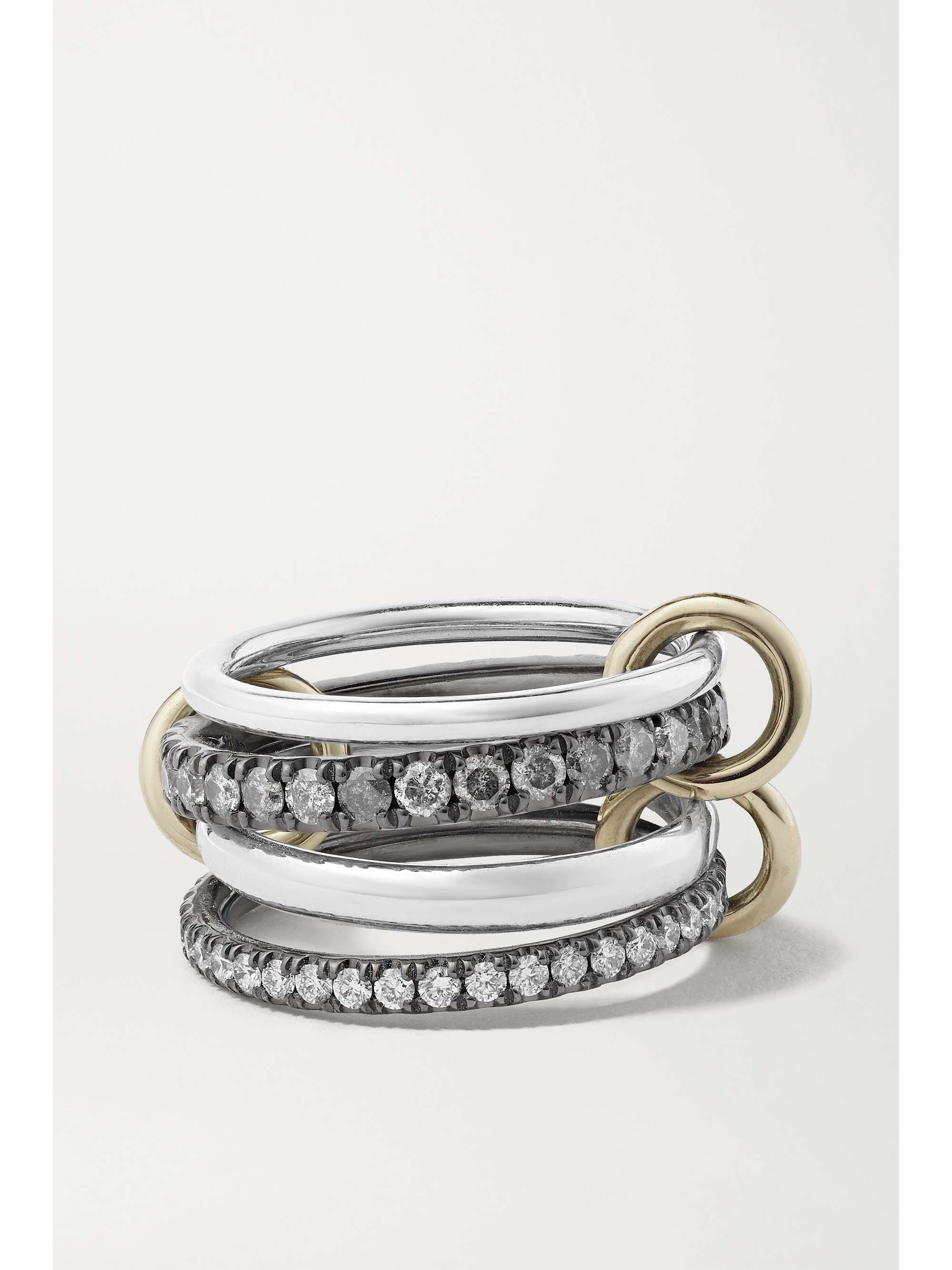 SPINELLI KILCOLLIN Sagittarius Deux Gris Set aus vier Ringen aus 18 Karat Gold und rhodiniertem Sterlingsilber mit Diamanten