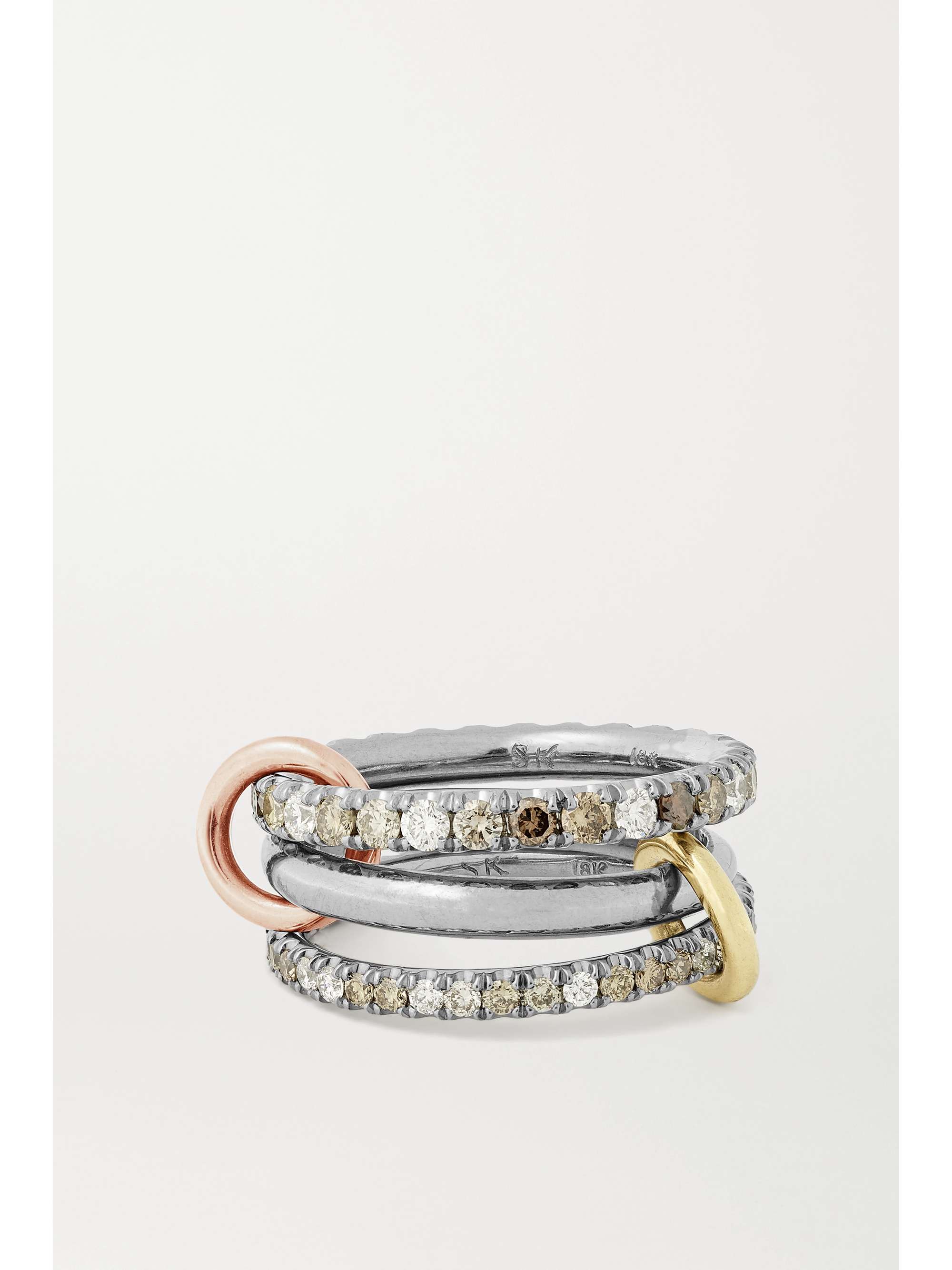 SPINELLI KILCOLLIN Scorpio Deux Set aus drei Ringen aus 18 Karat Gelb-, Rosé- und geschwärztem Gold mit Diamanten