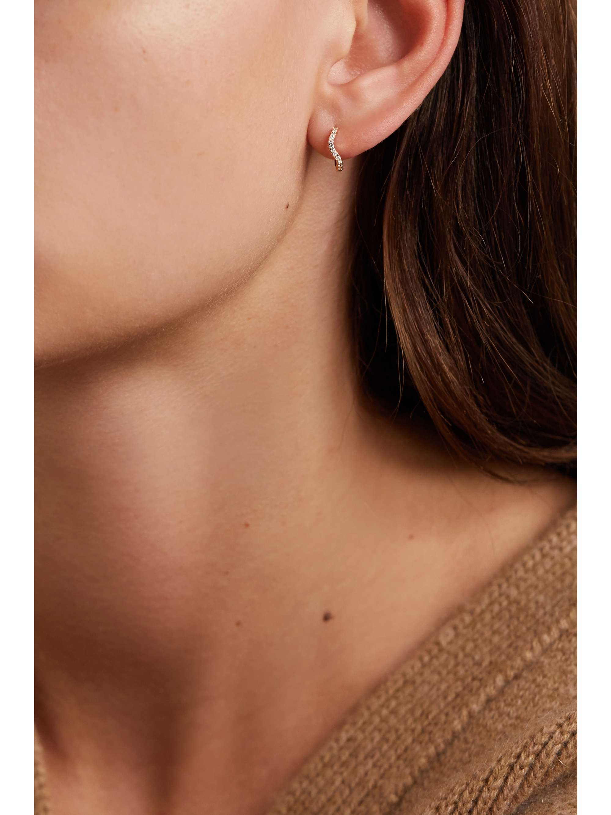 MARIA BLACK Wave Huggie gold, laboratory-grown diamond and sapphire earring