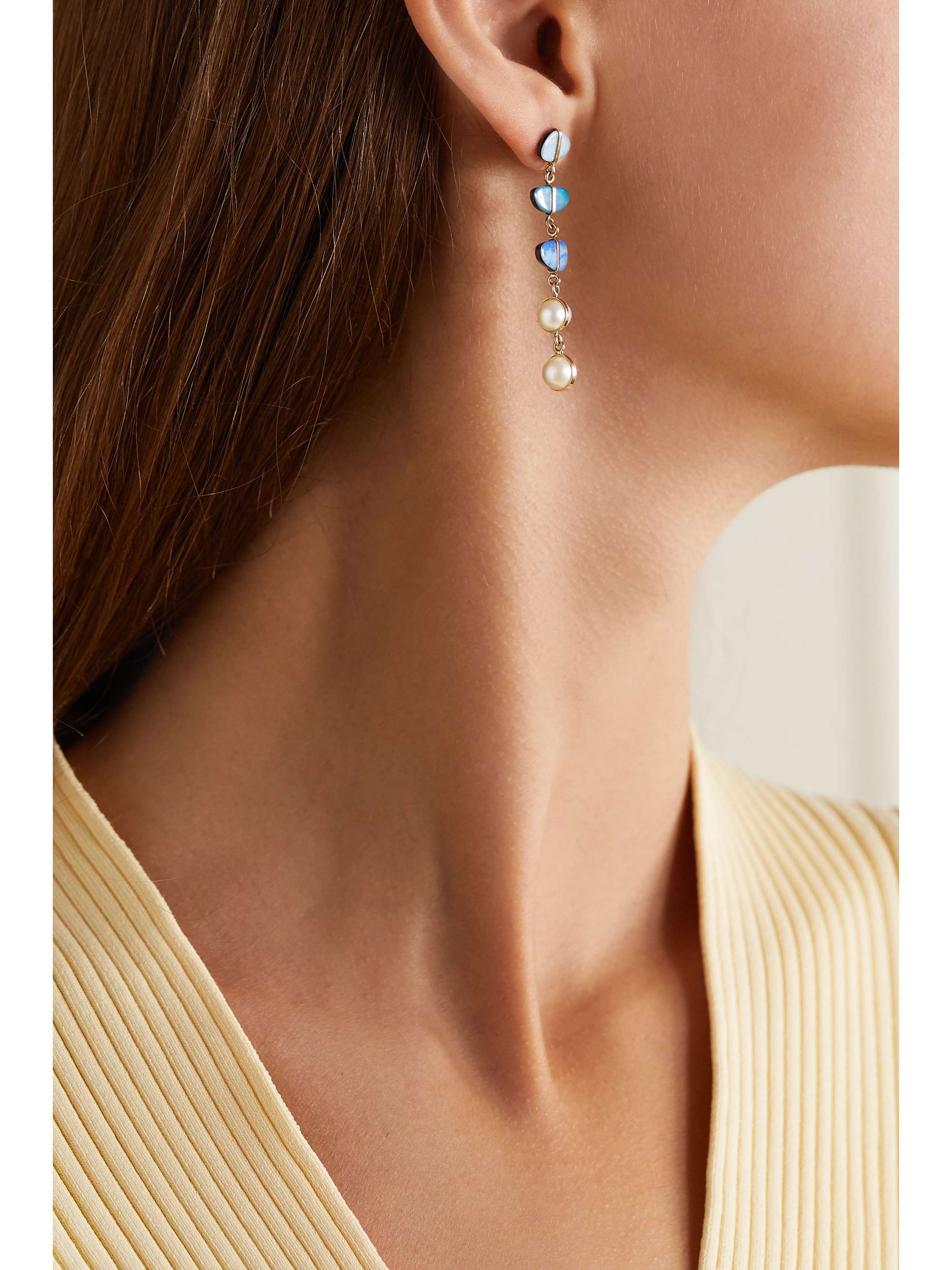 MELISSA JOY MANNING Levity 14-karat recycled gold, pearl and opal earrings