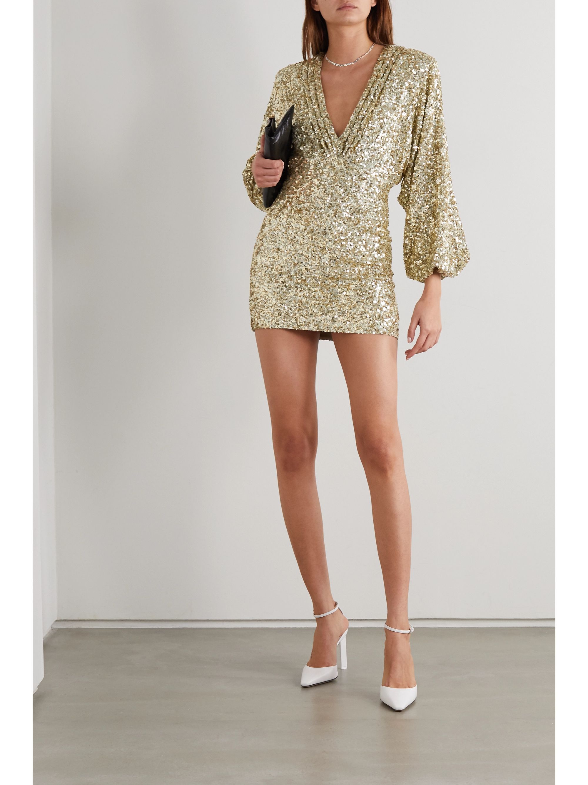 retrofête aubrielle sequined chiffon mini dress