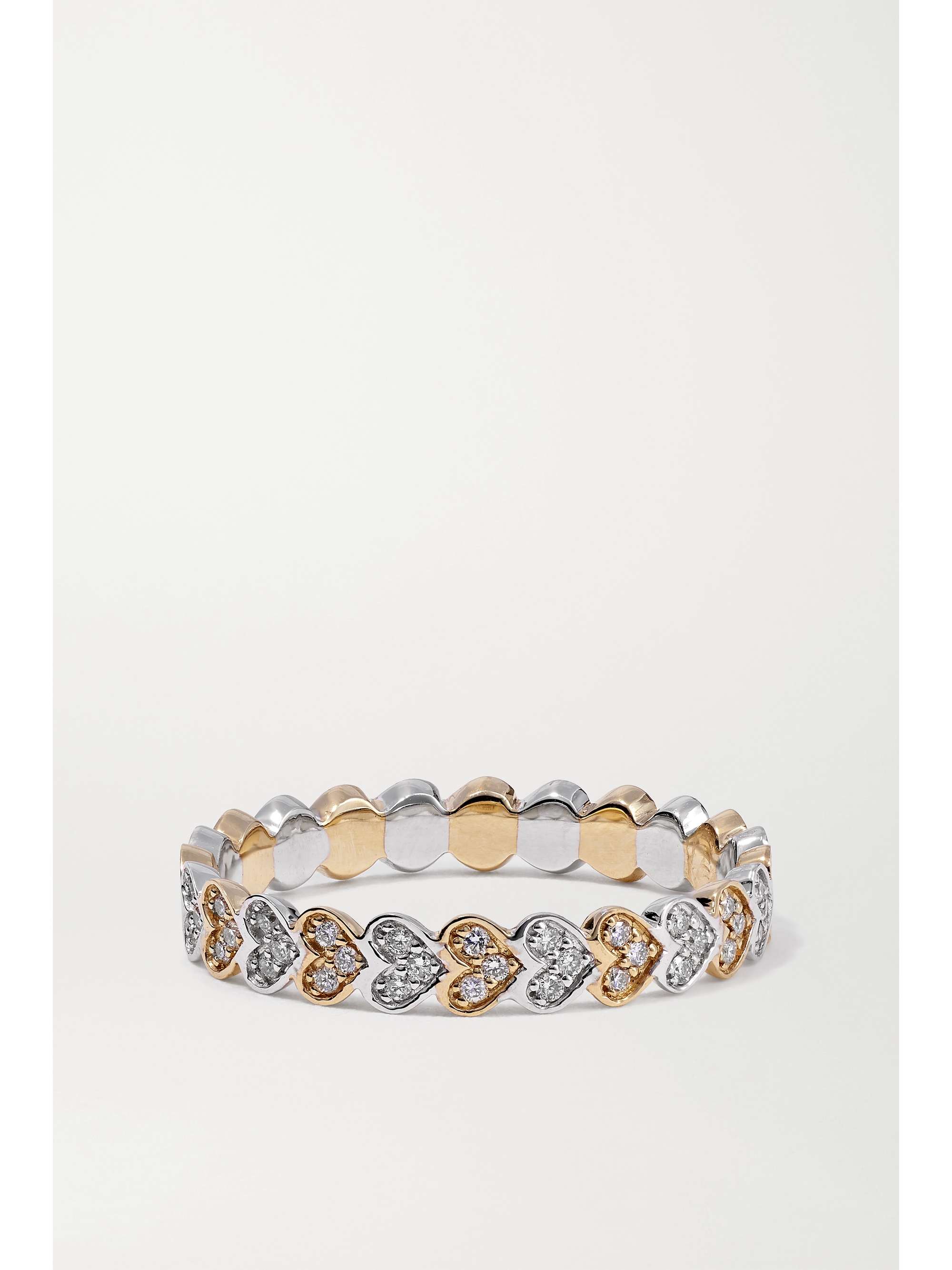 SYDNEY EVAN Tiny Eternity Heart 14-karat yellow and white gold diamond ring