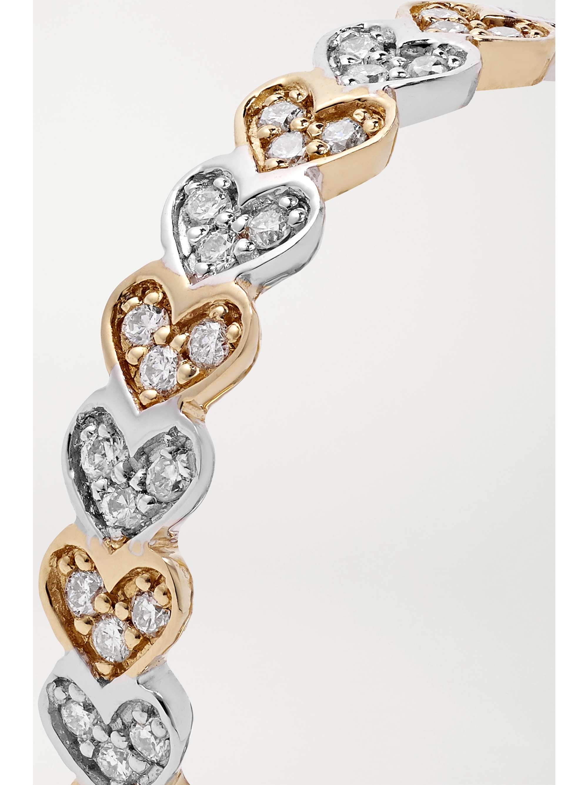 SYDNEY EVAN Tiny Eternity Heart 14-karat yellow and white gold diamond ring