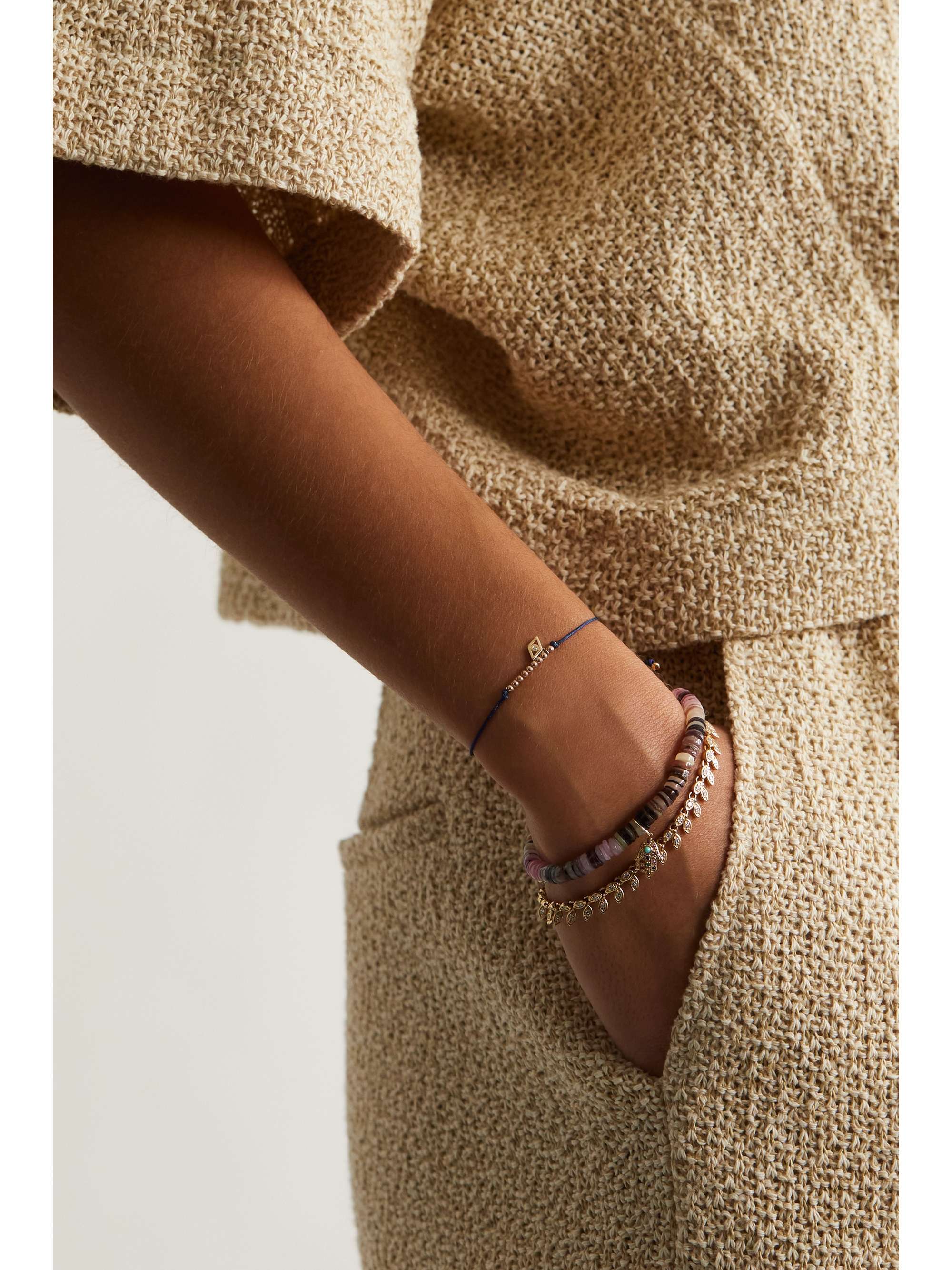 SYDNEY EVAN Palm Tree 14-karat gold cord bracelet