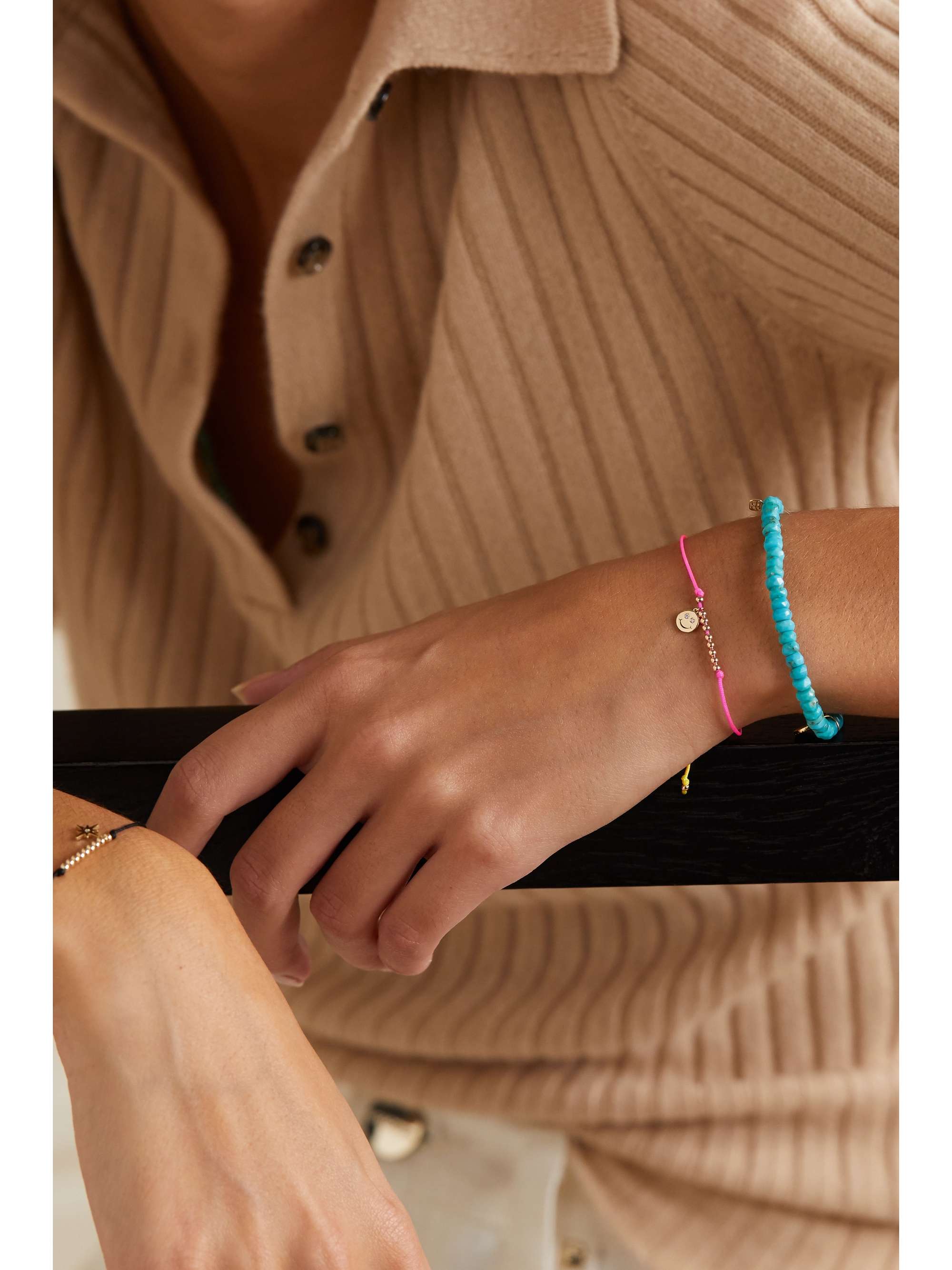 SYDNEY EVAN Palm Tree 14-karat gold cord bracelet