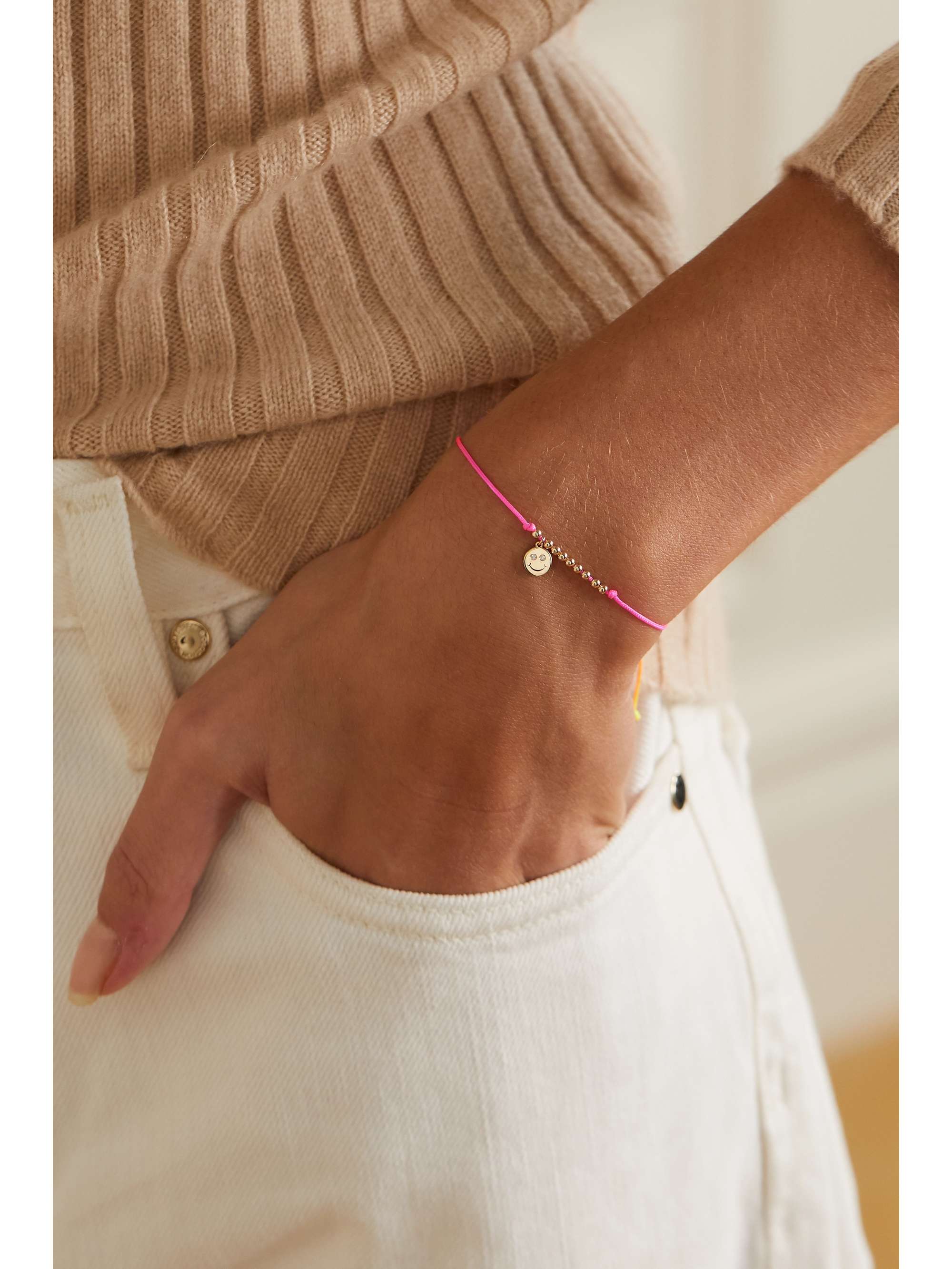 SYDNEY EVAN Palm Tree 14-karat gold cord bracelet