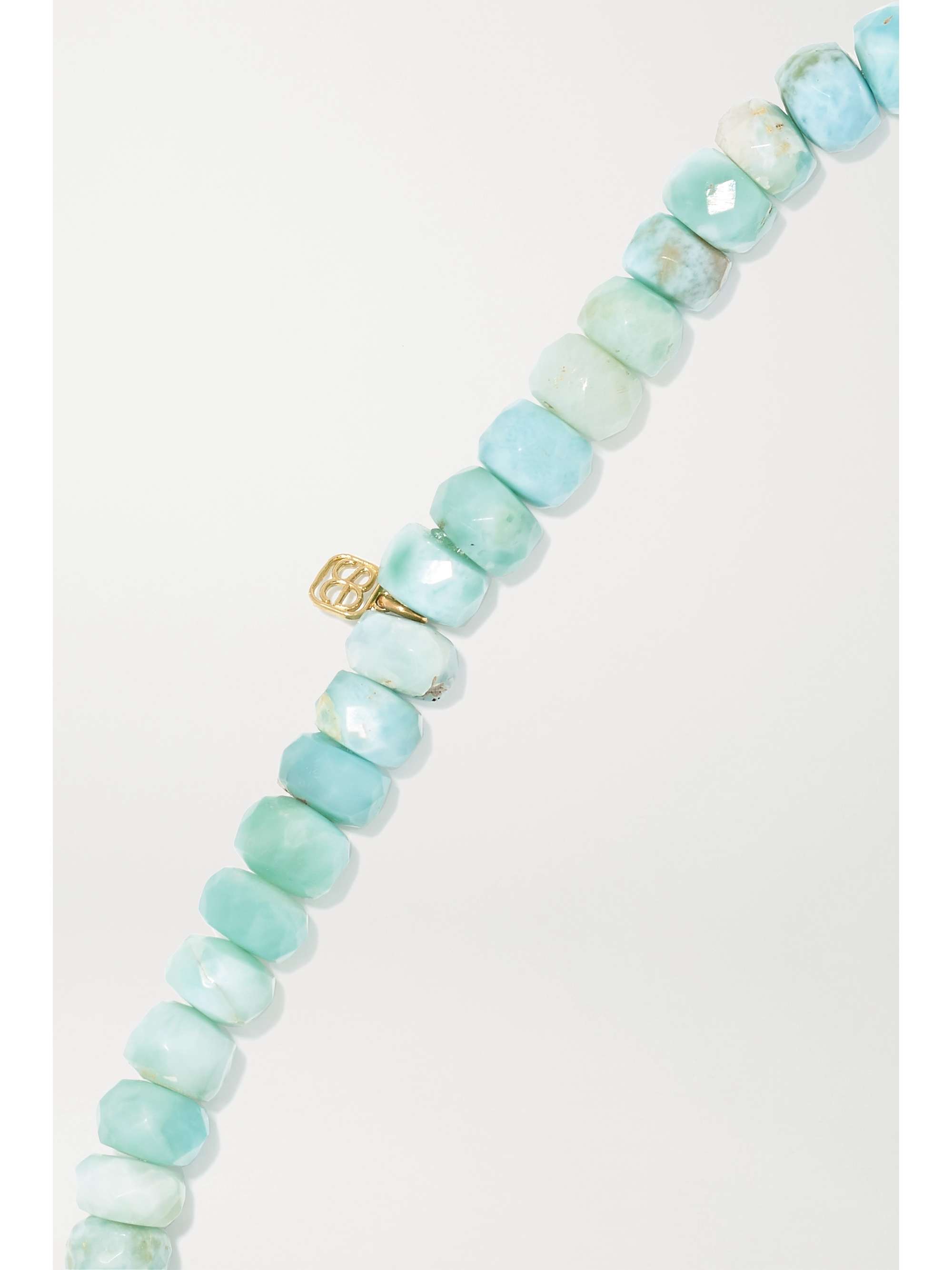 SYDNEY EVAN Mini Peace Sign 14-karat gold, diamond and bead bracelet