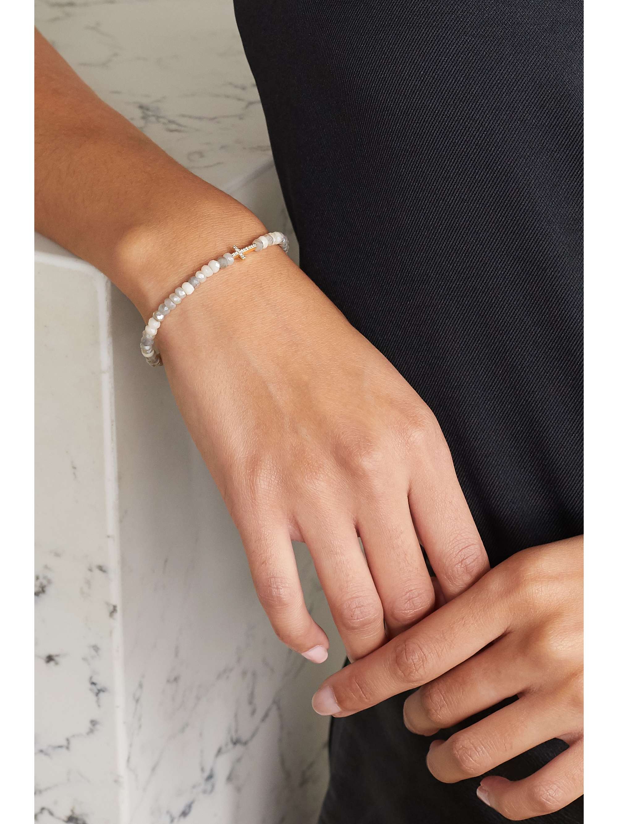 SYDNEY EVAN 14-karat gold, silverite and diamond bracelet