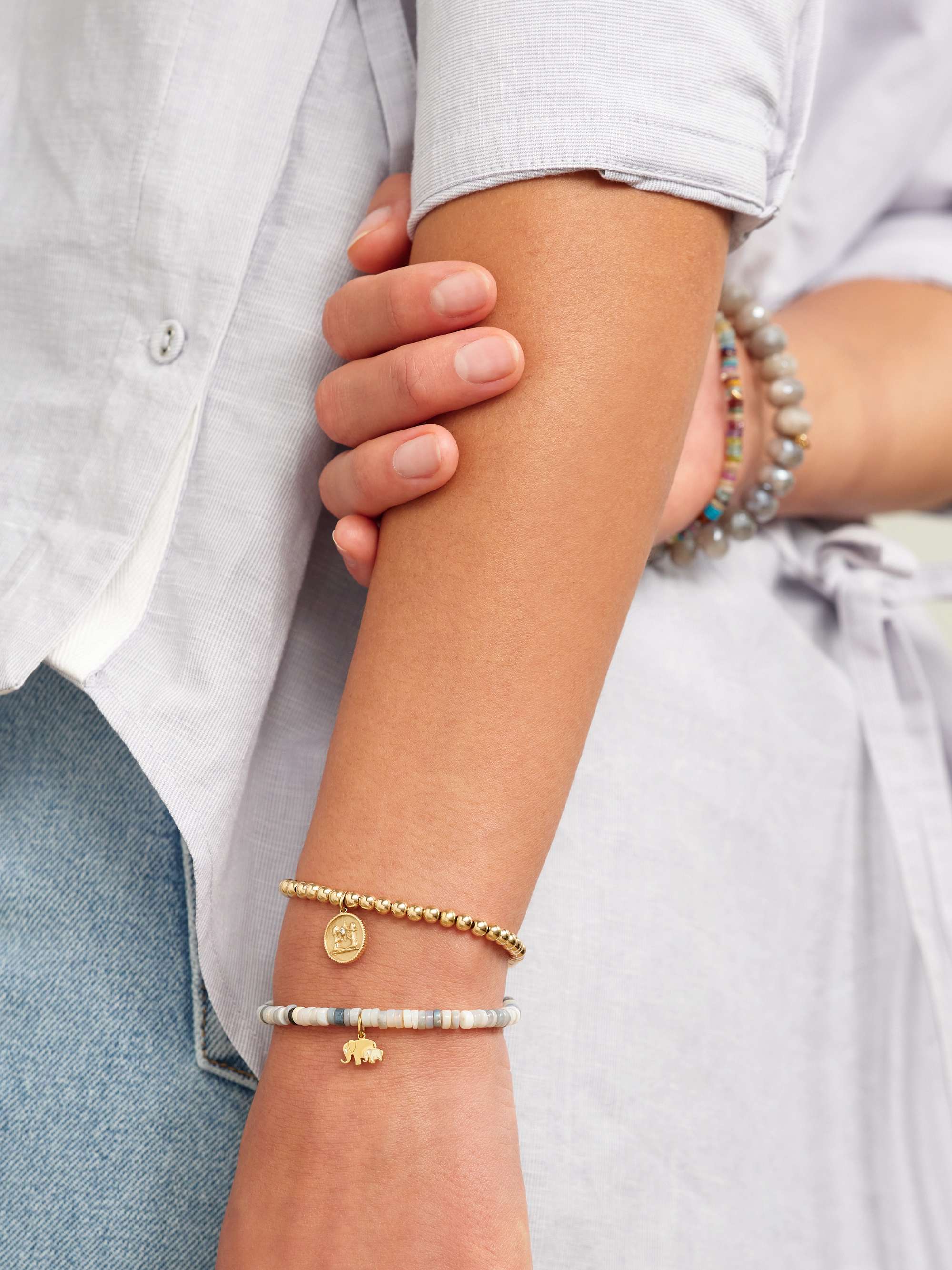 SYDNEY EVAN Gemini 14-karat gold diamond bracelet