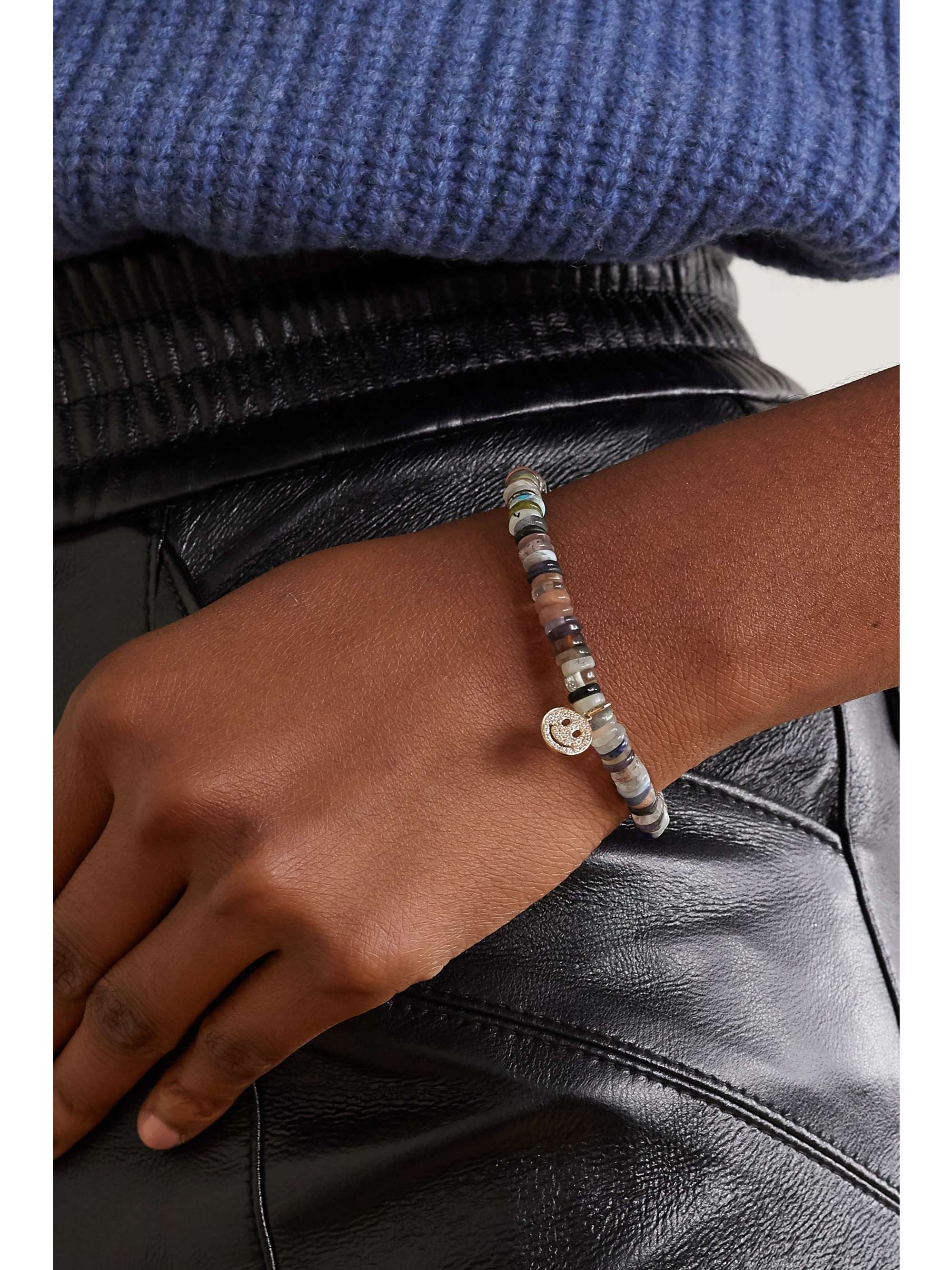 SYDNEY EVAN Palm Tree 14-karat gold multi-stone bracelet