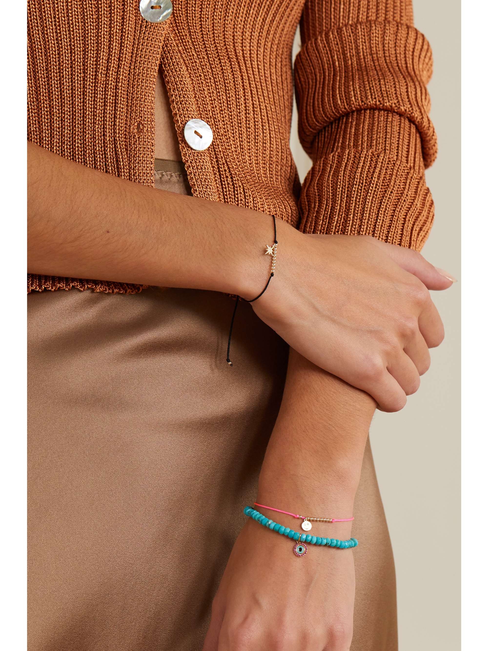 SYDNEY EVAN Palm Tree 14-karat gold cord bracelet