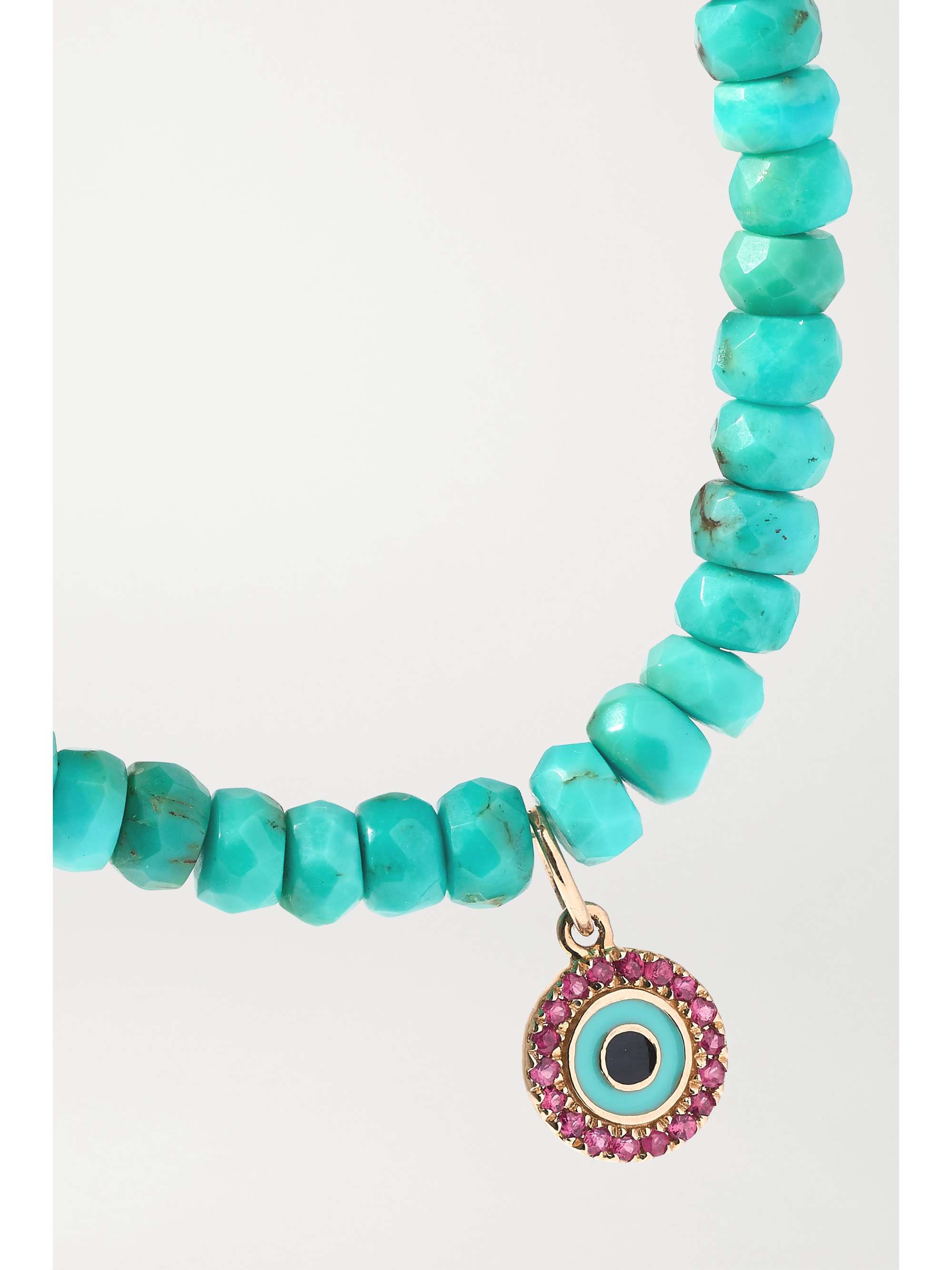 SYDNEY EVAN Evil Eye 14-karat gold, amethyst and diamond bracelet