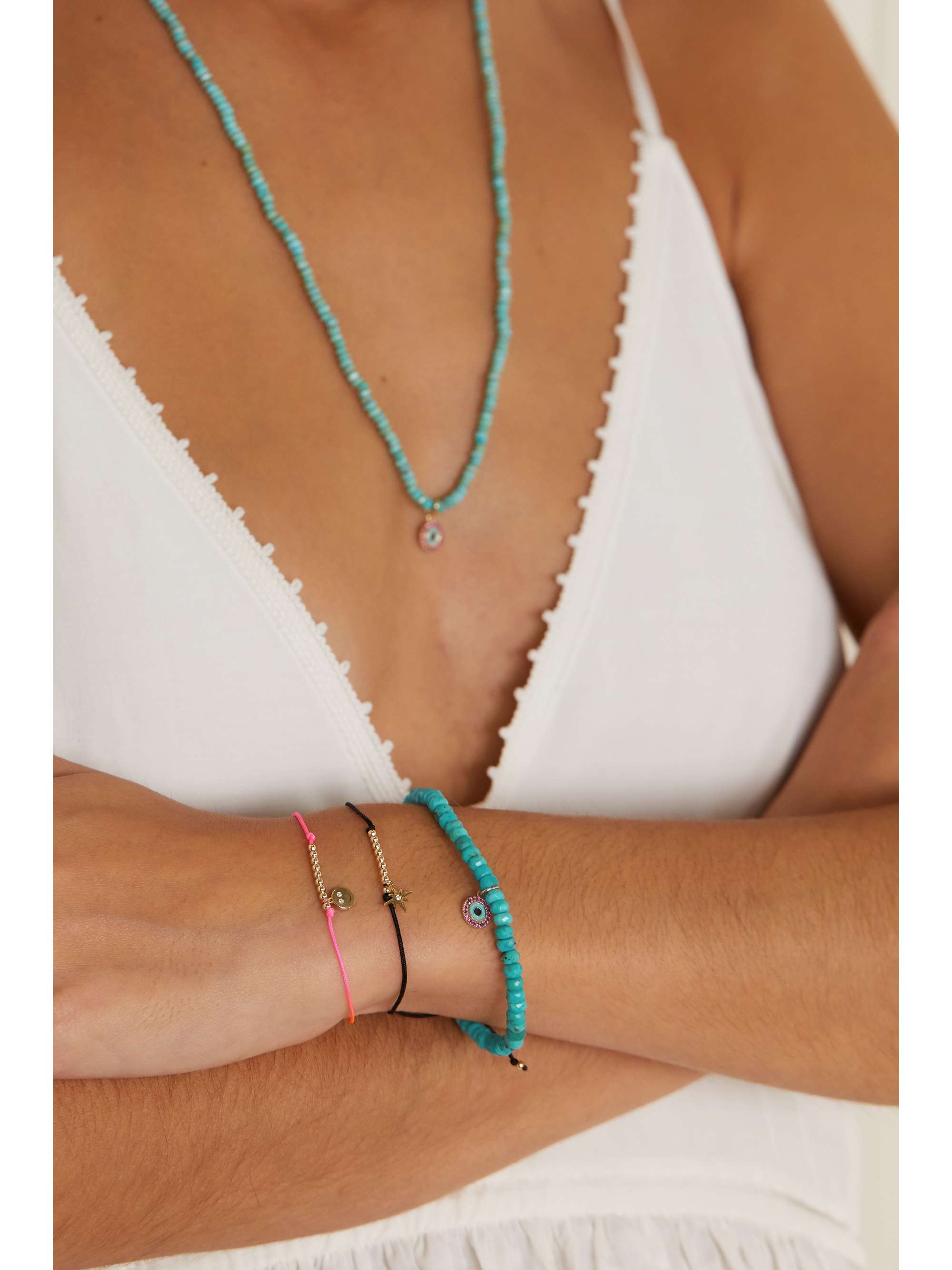 SYDNEY EVAN Evil Eye 14-karat gold, amethyst and diamond bracelet