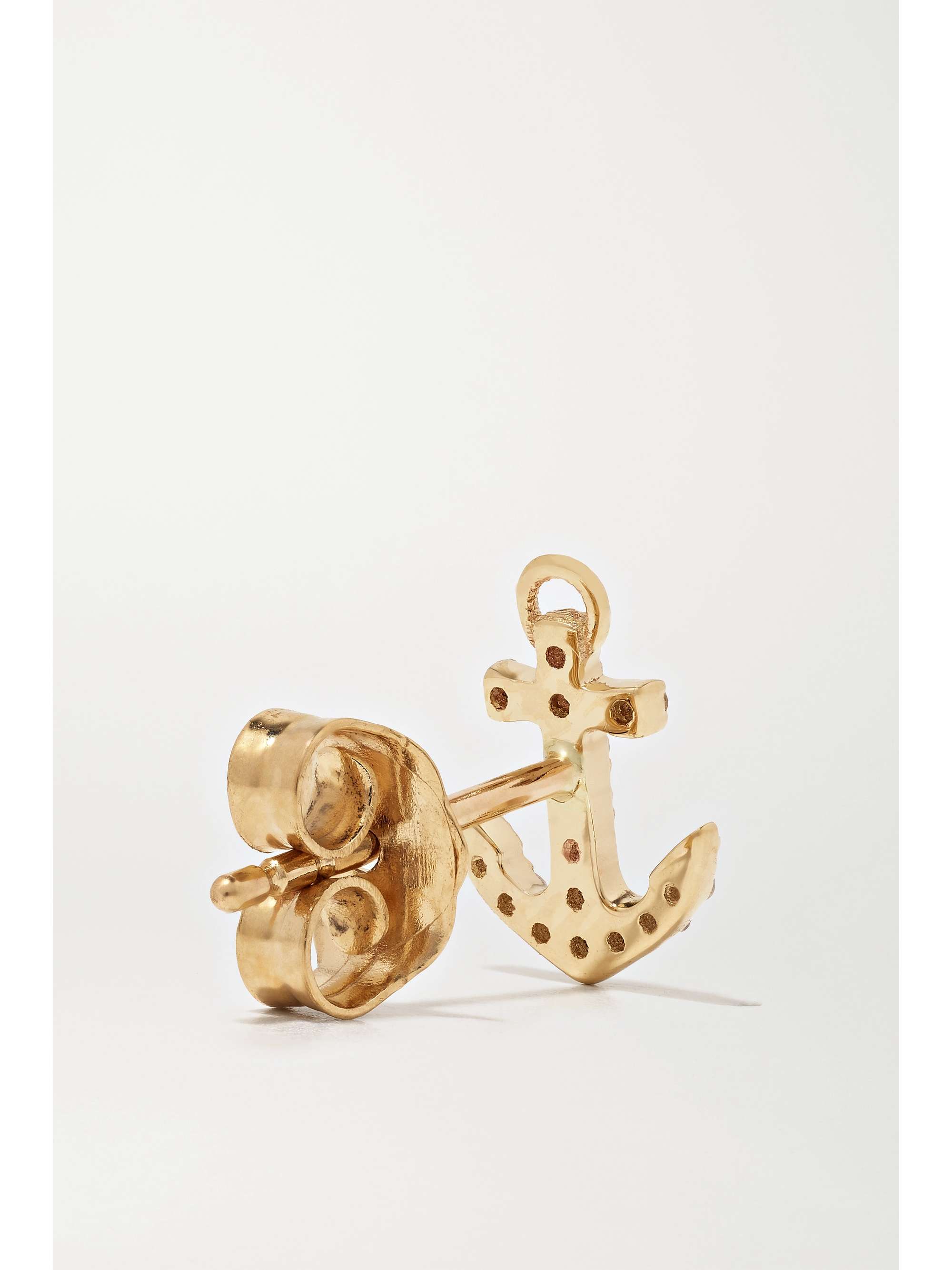 SYDNEY EVAN Tiny Anchor 14-karat gold diamond earrings