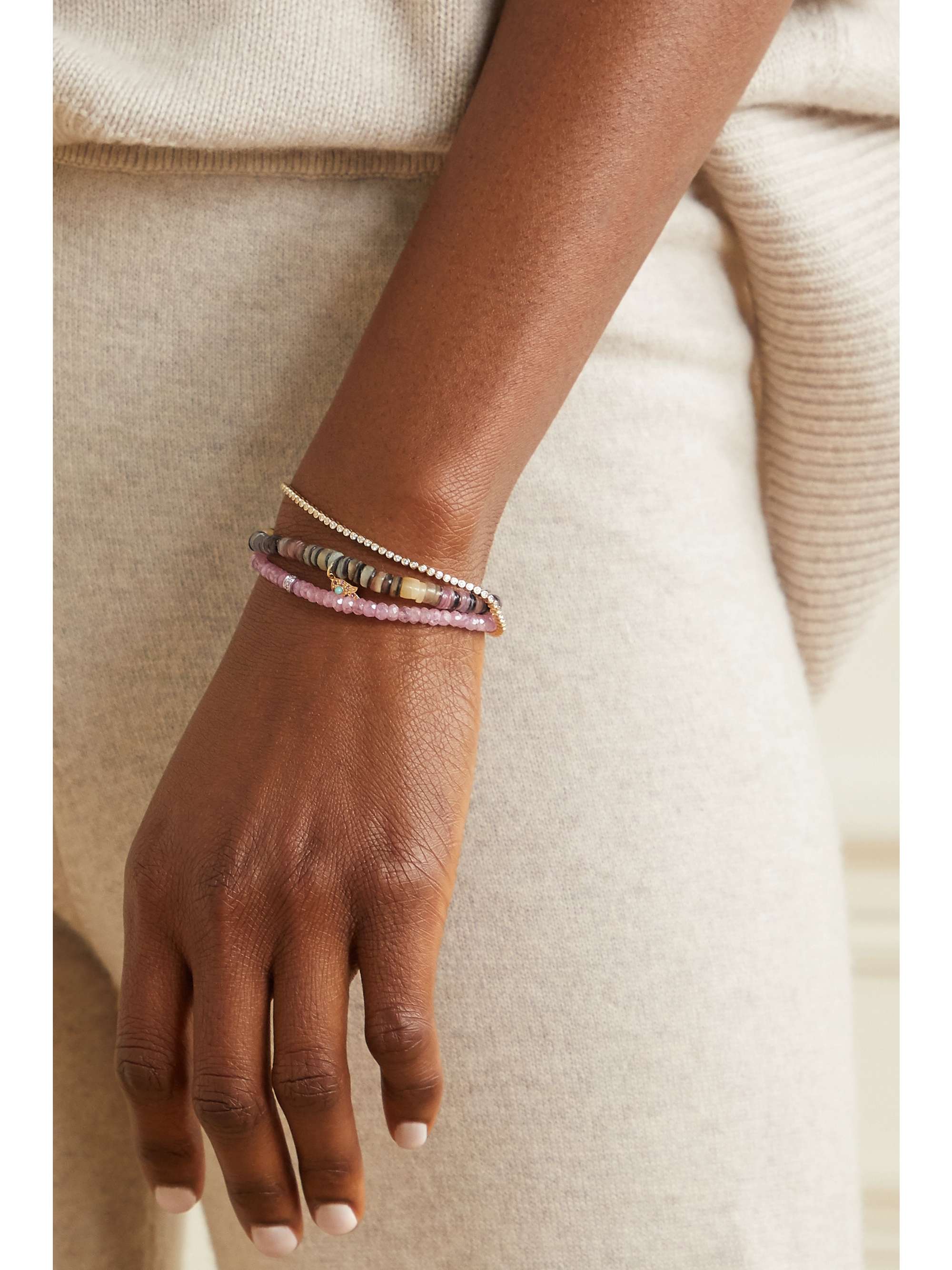 SYDNEY EVAN 14-karat gold, grapolite and diamond bracelet