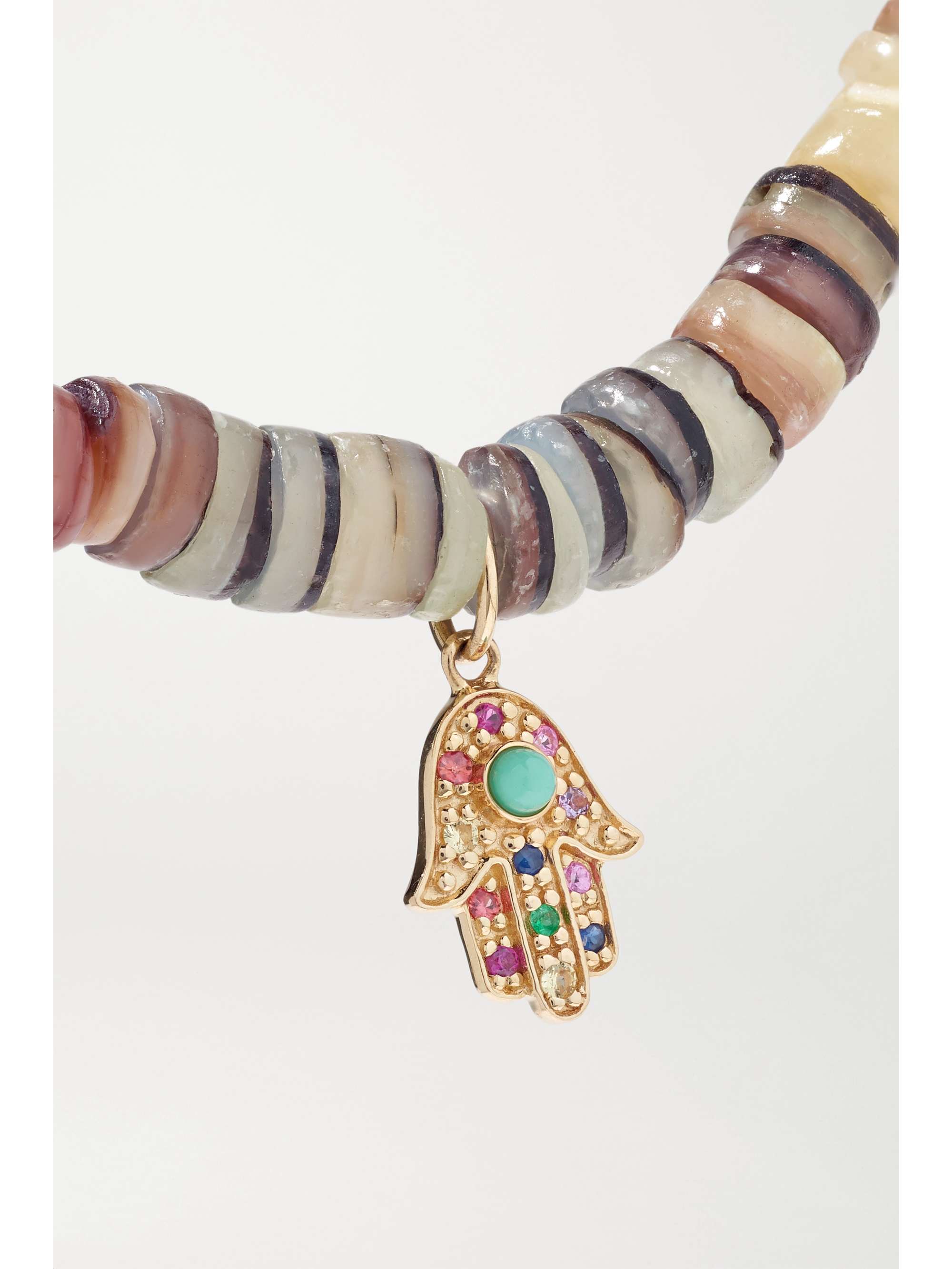 SYDNEY EVAN Palm Tree 14-karat gold multi-stone bracelet