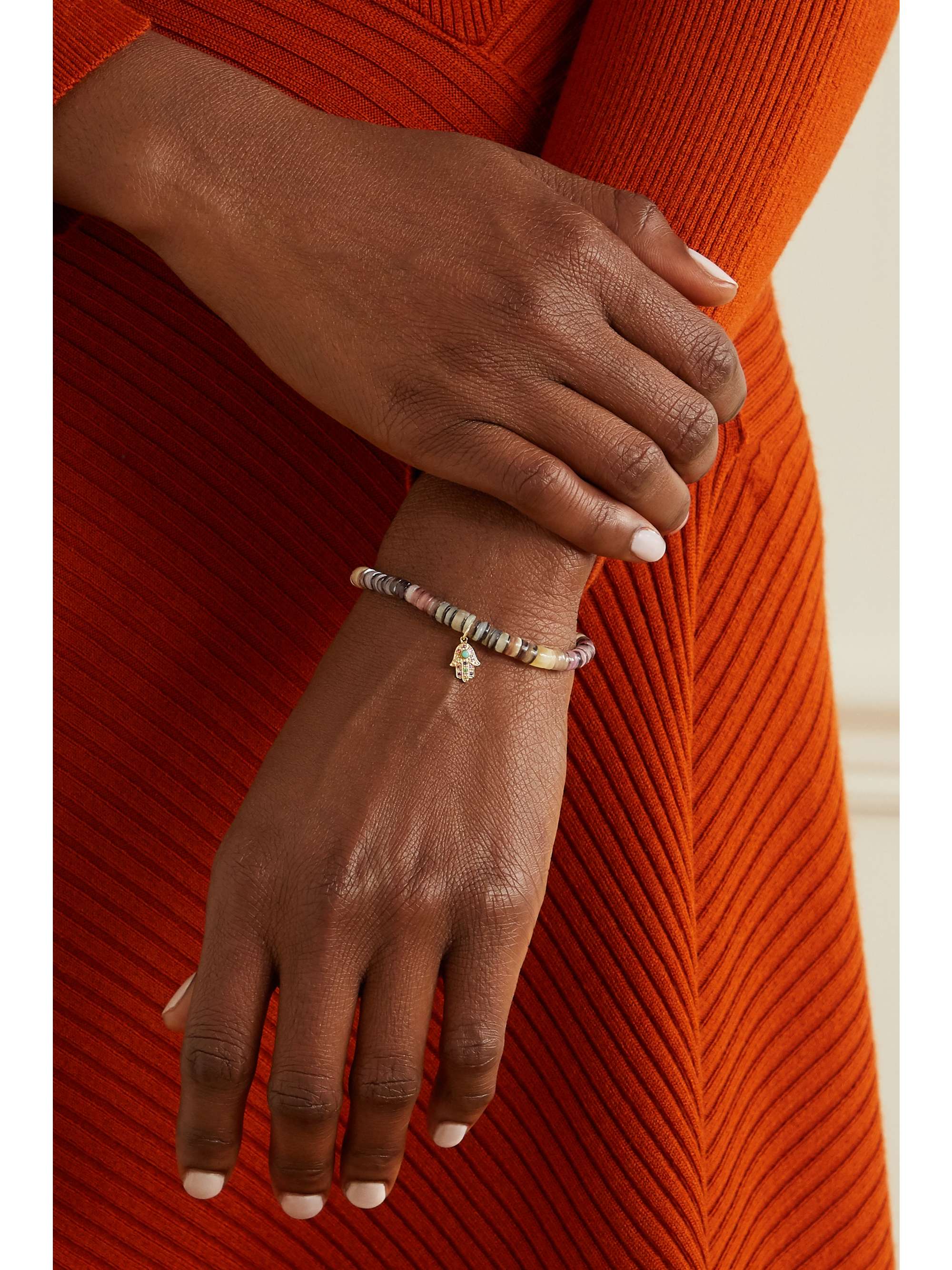 SYDNEY EVAN Palm Tree 14-karat gold multi-stone bracelet