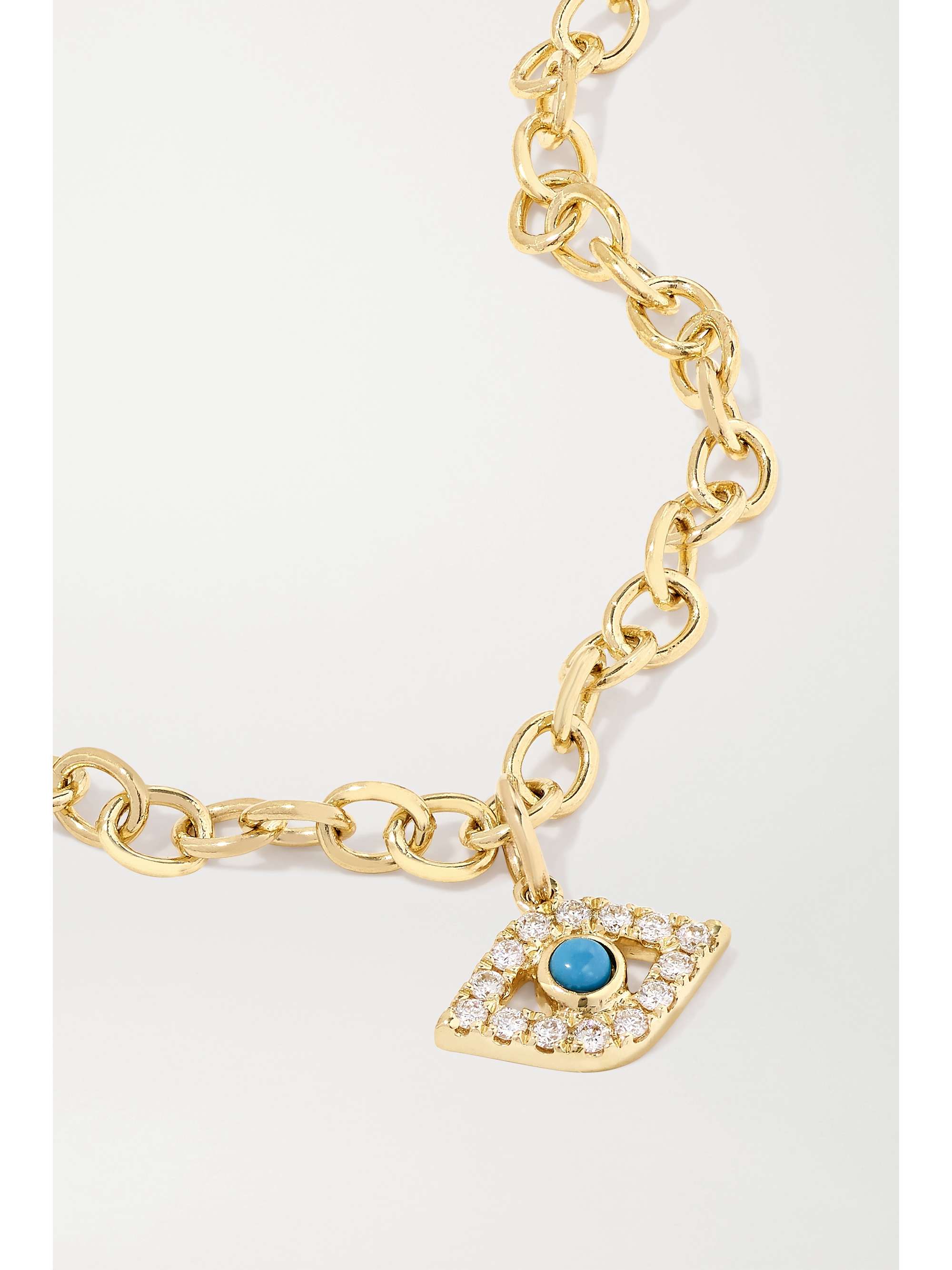 SYDNEY EVAN Large Evil Eye 14-karat gold, diamond and turquoise anklet