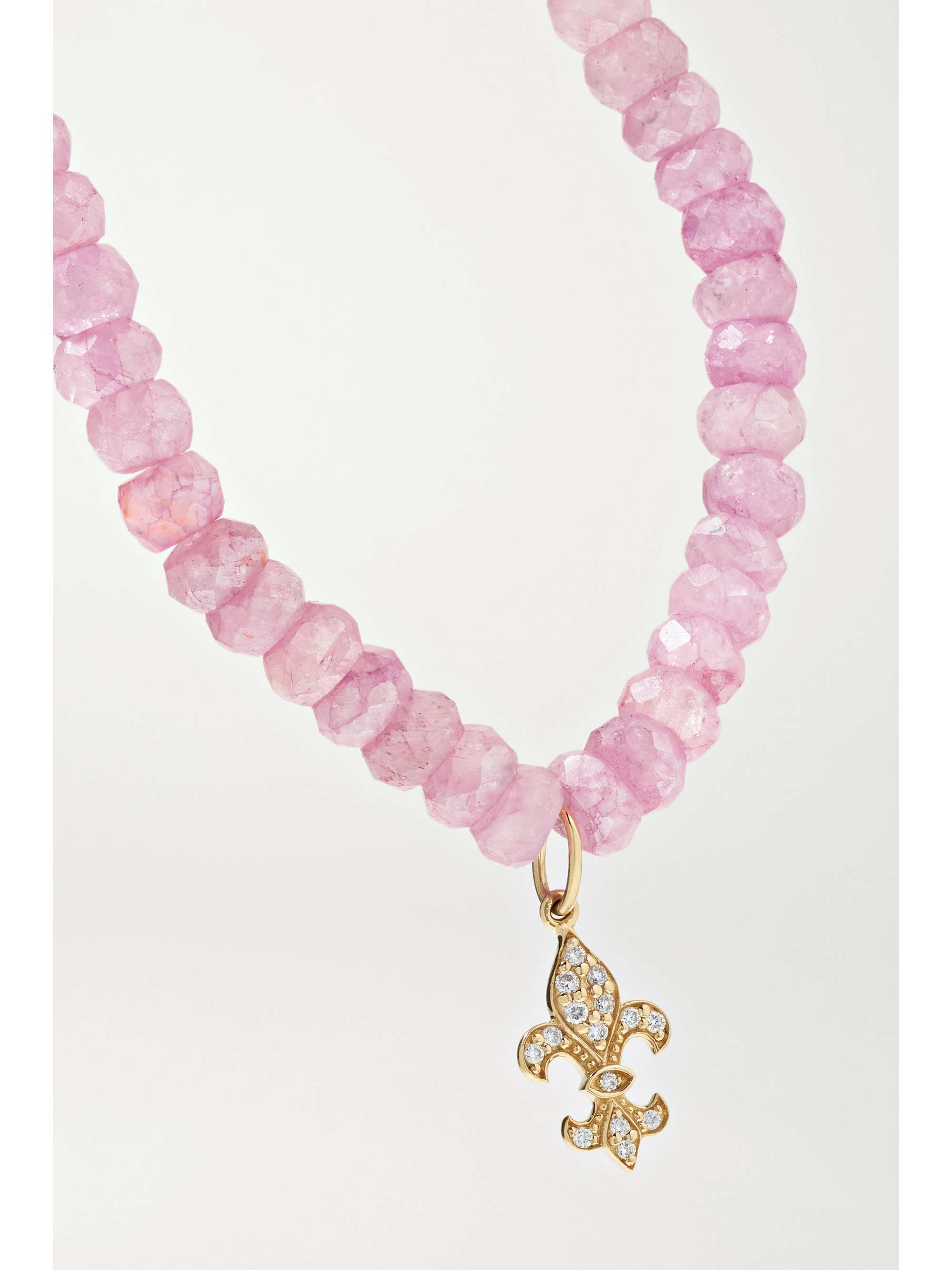 SYDNEY EVAN Small Fleur de Lis 18-karat gold, grapolite and diamond bracelet