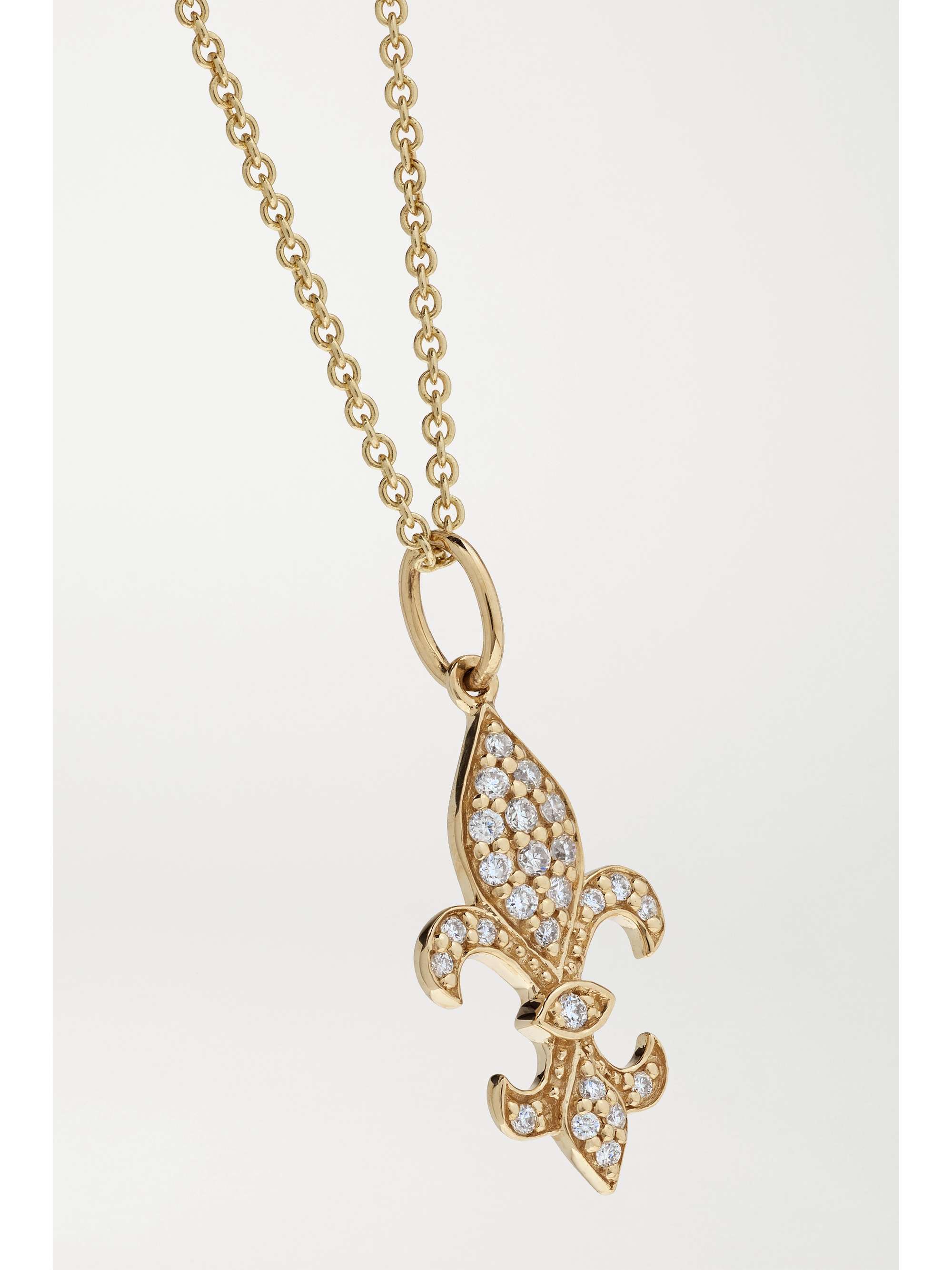 SYDNEY EVAN Fleur de Lis 14-karat gold diamond necklace
