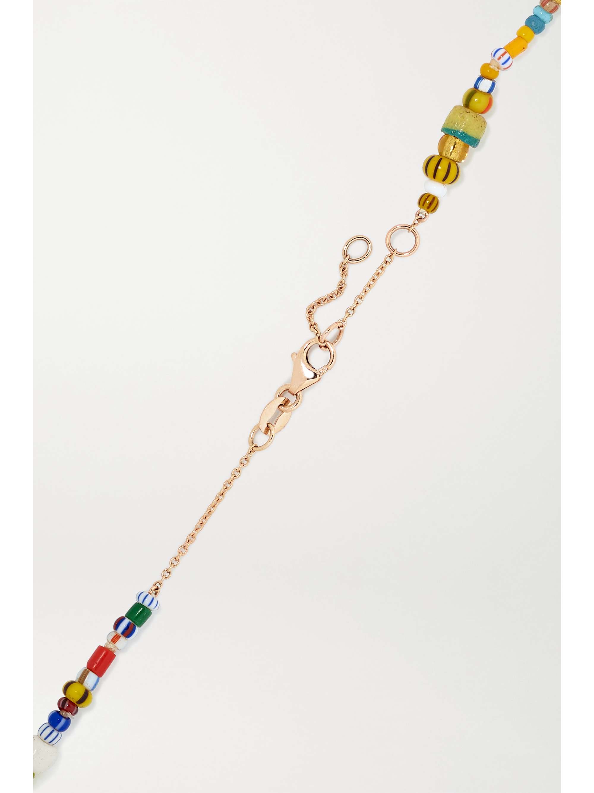 DIANE KORDAS Evil Eye 14-karat rose gold, bead and diamond necklace