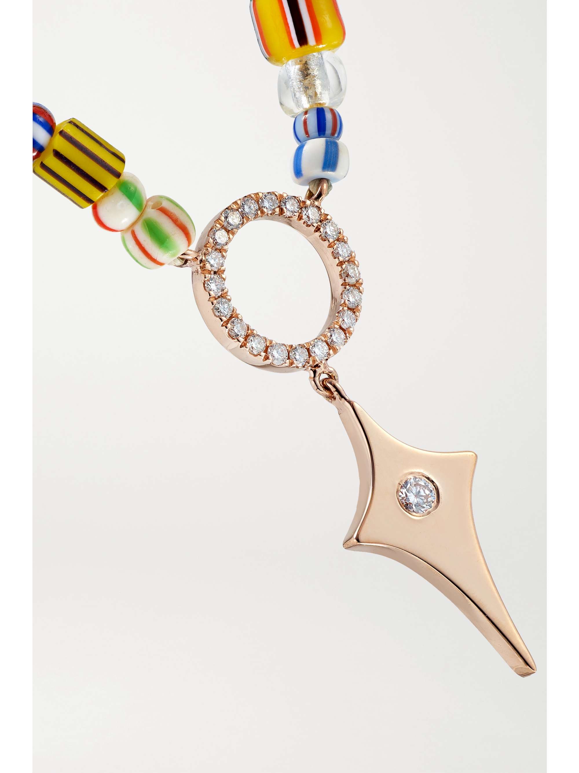 DIANE KORDAS Evil Eye 14-karat rose gold, bead and diamond necklace