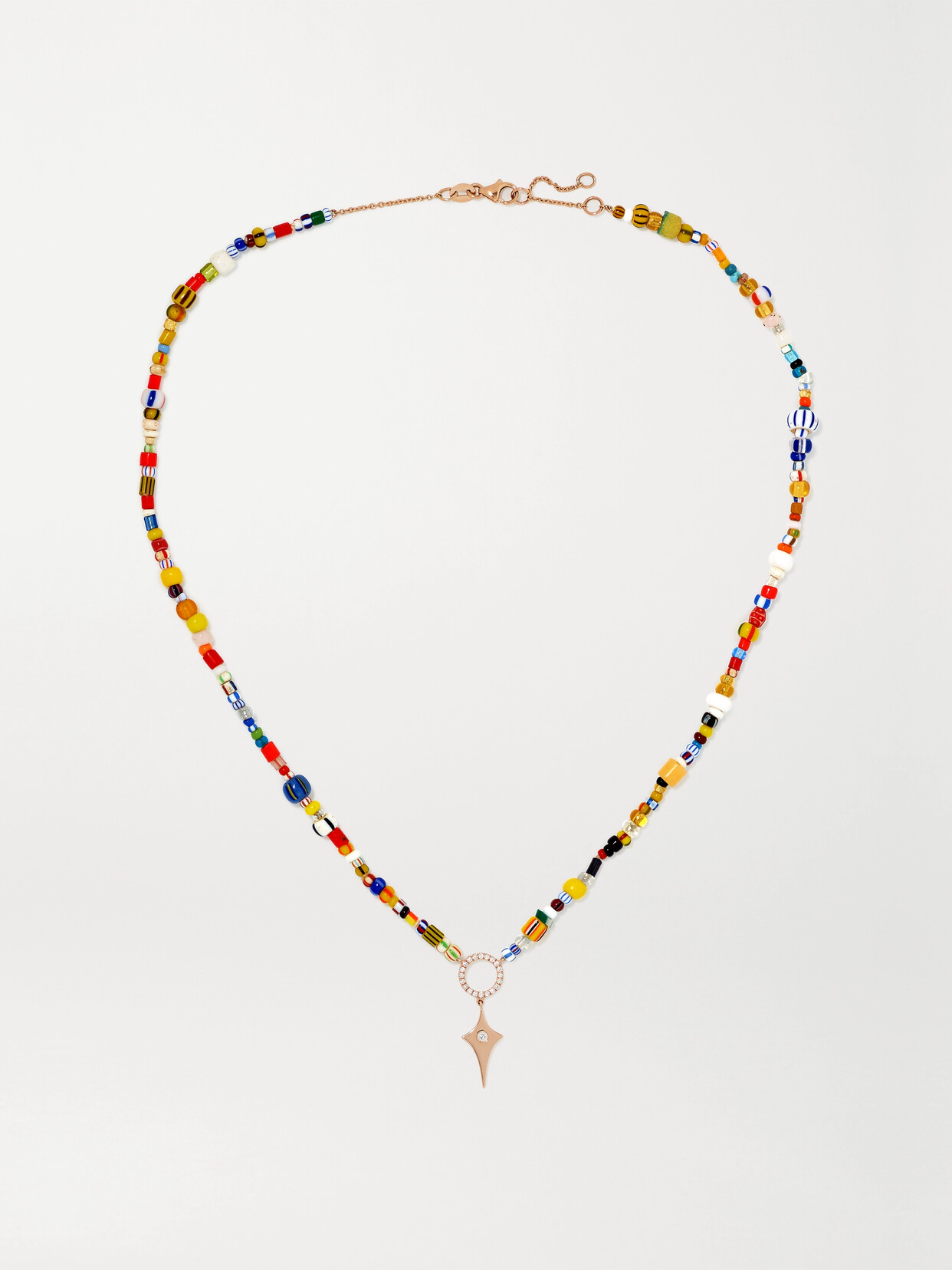 Shop Diane Kordas 14-karat Rose Gold, Diamond And Beaded Necklace