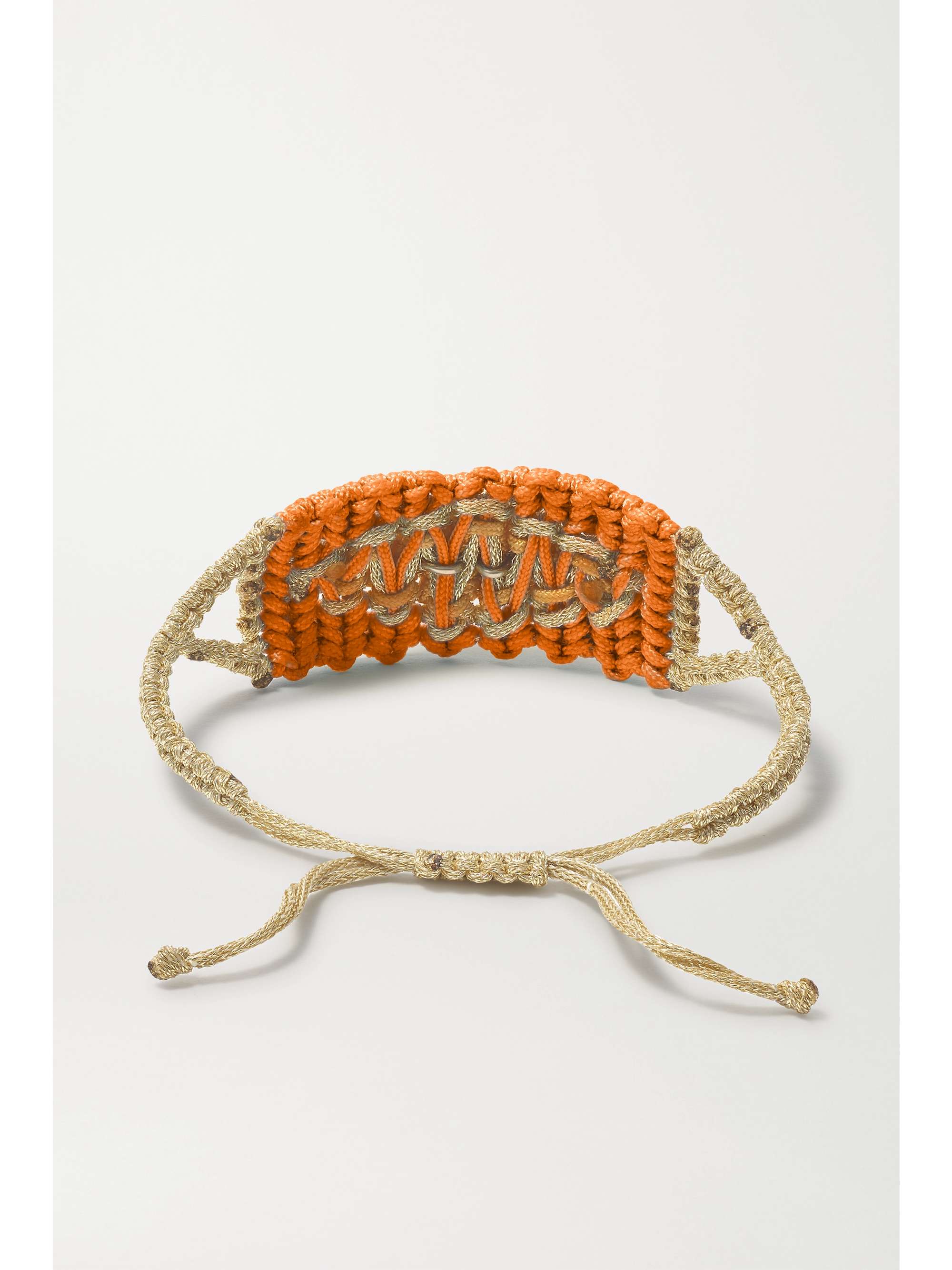 DIANE KORDAS Evil Eye woven cord and 14-karat white gold diamond and sapphire bracelet