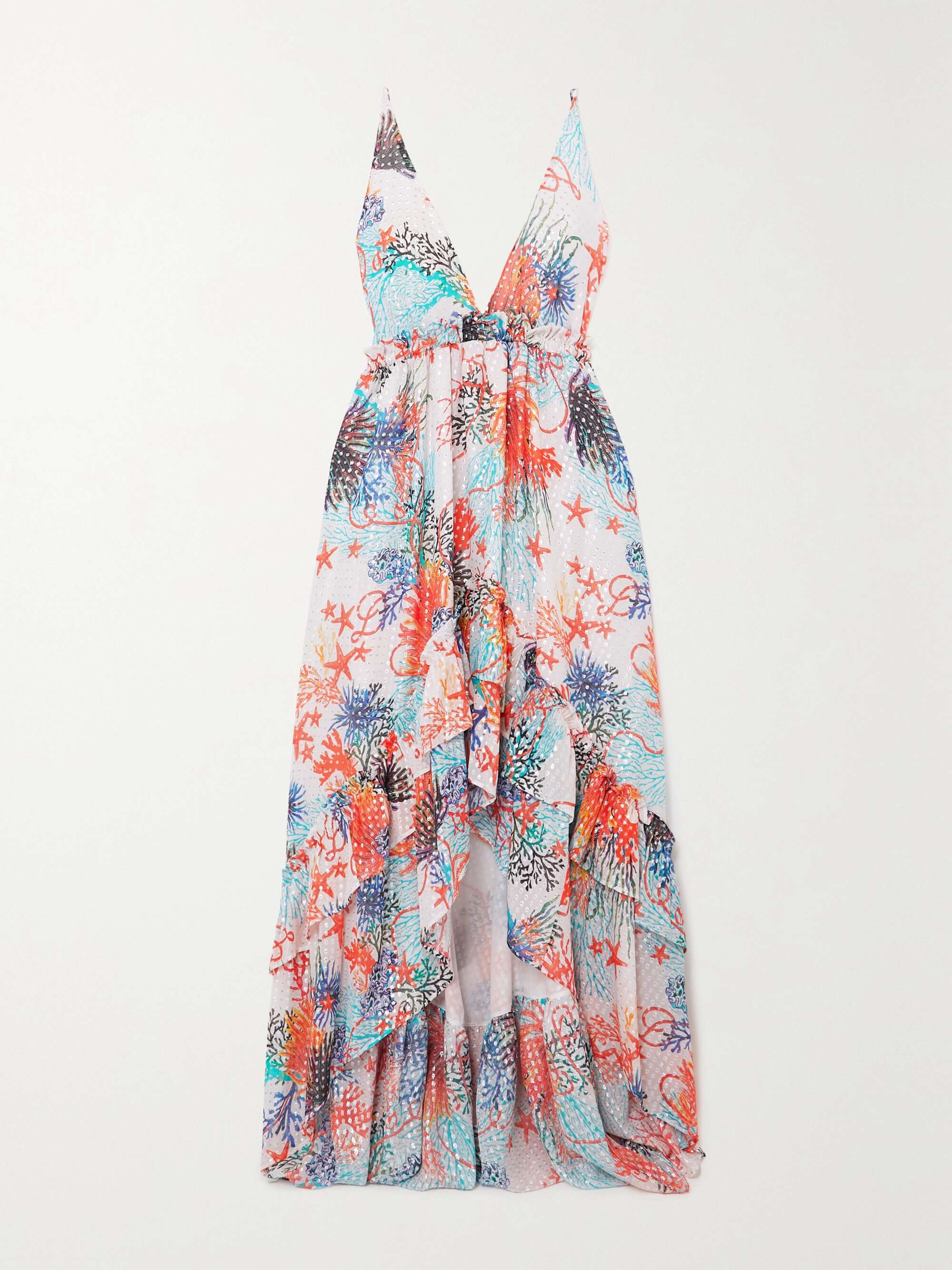 ruffled printed dress
