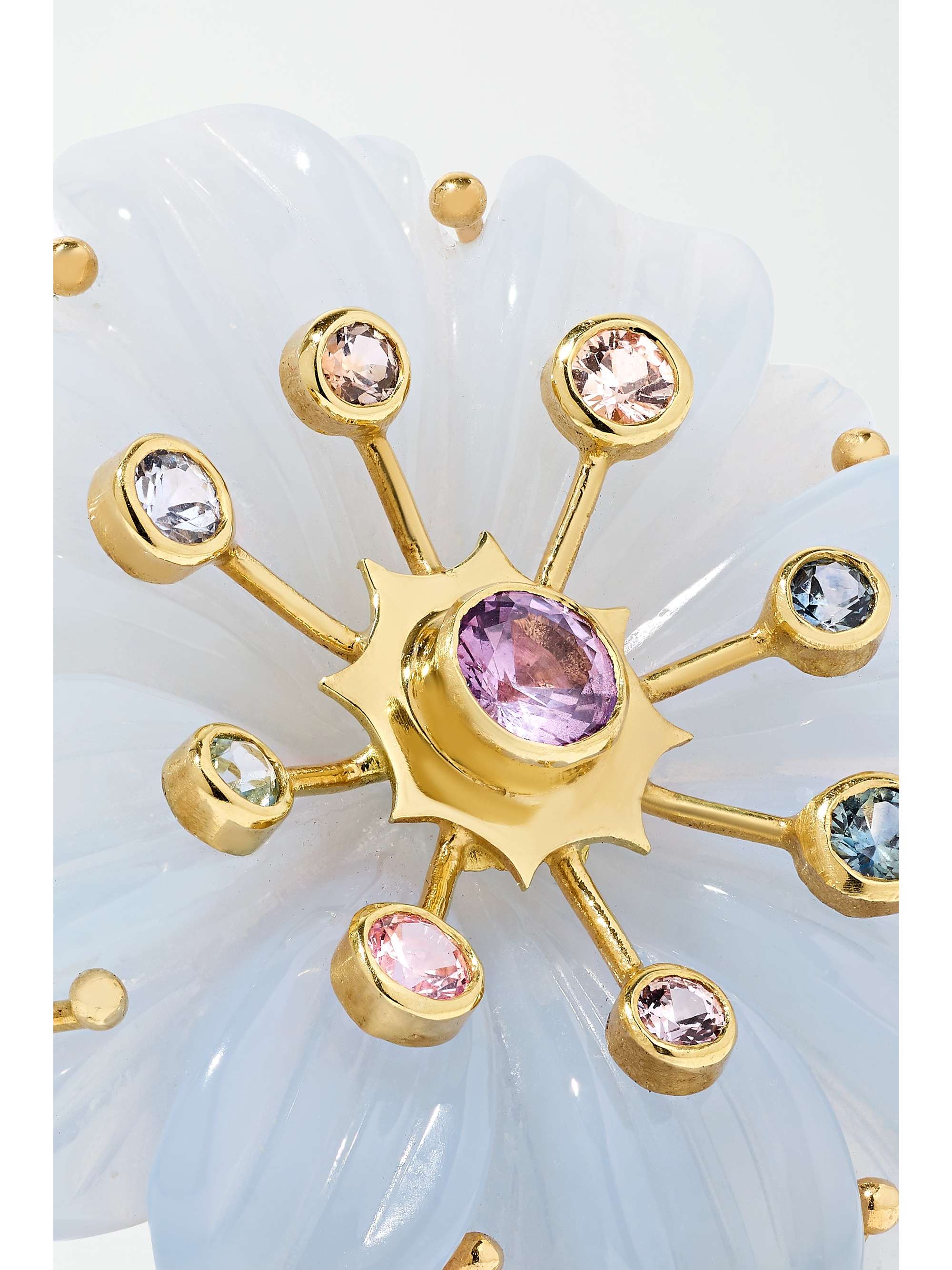 BRENT NEALE Large Sputnik 18-karat gold, quartz and sapphire earrings