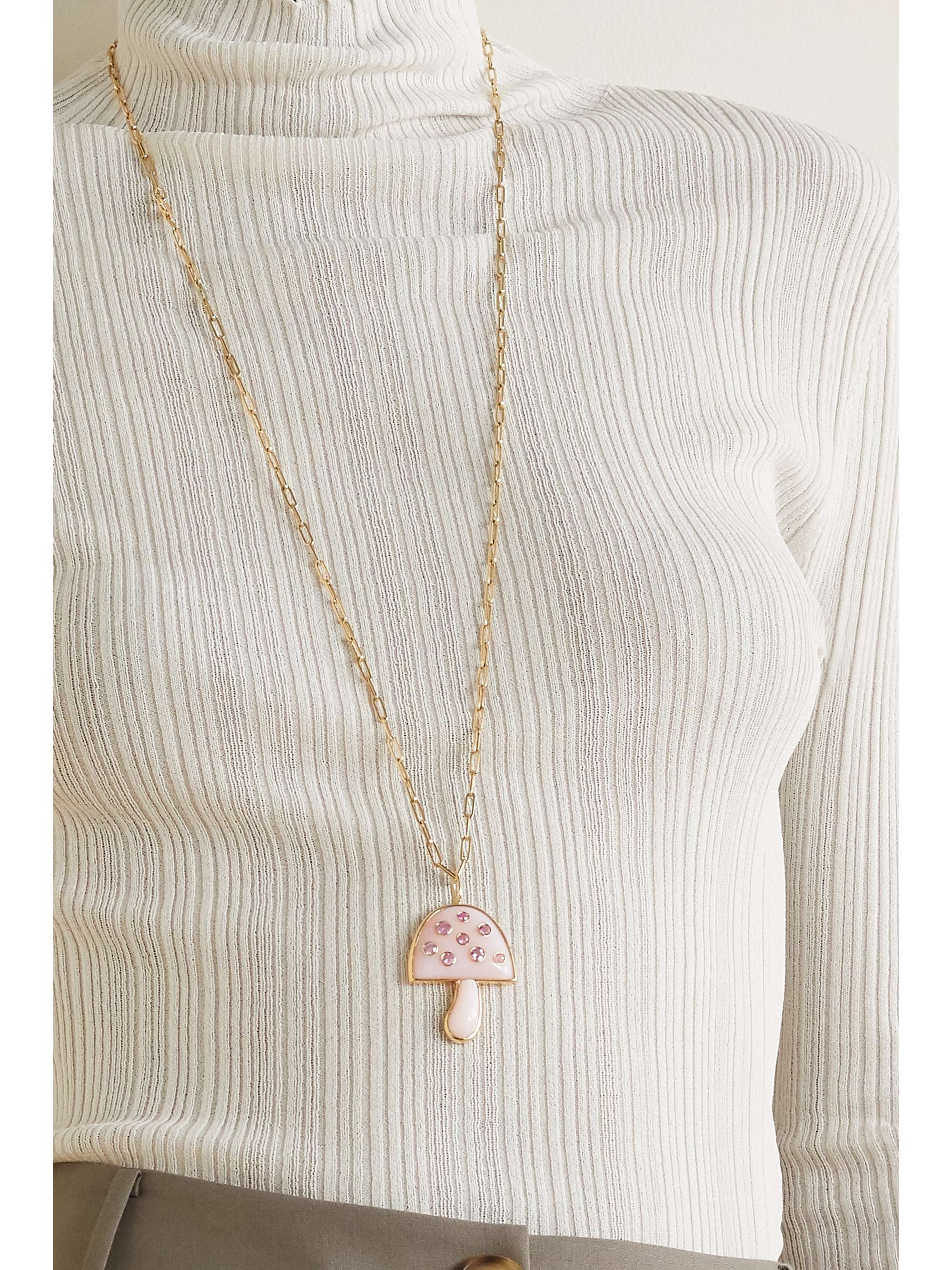 BRENT NEALE Magic Mushroom 18-karat gold multi-stone necklace
