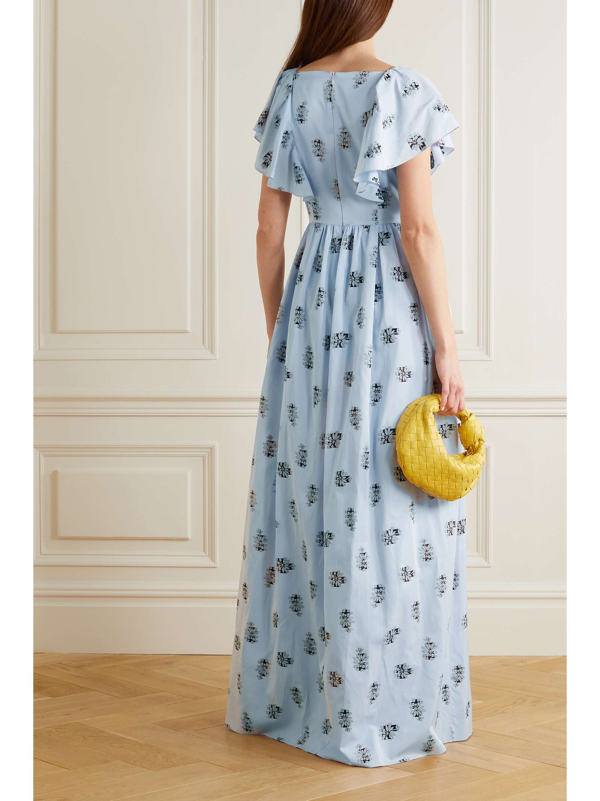 ERDEM Ariella 刺绣提花巴里纱超长连衣裙
