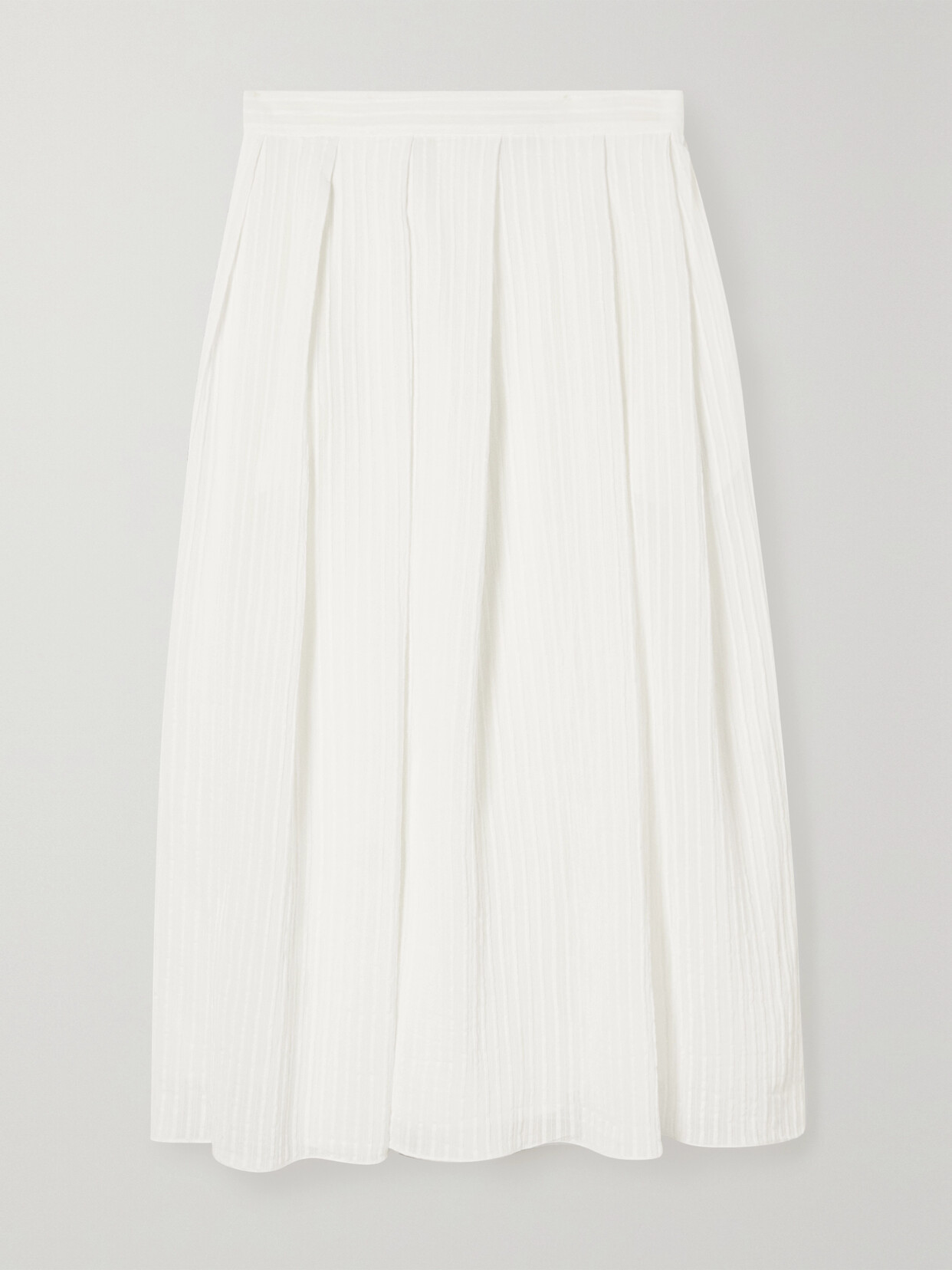 Erdem Lavin Pleated Seersucker Midi Skirt - White