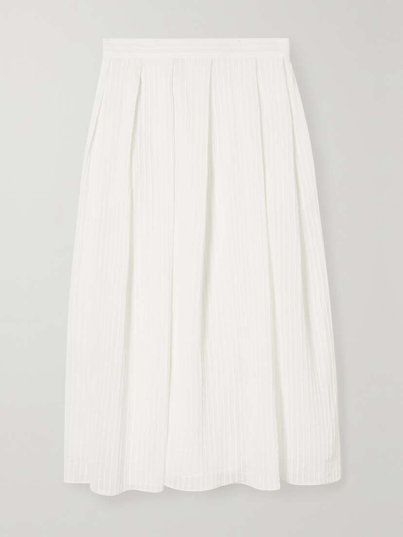 Erdem Lavin Pleated Seersucker Midi Skirt - UK 16