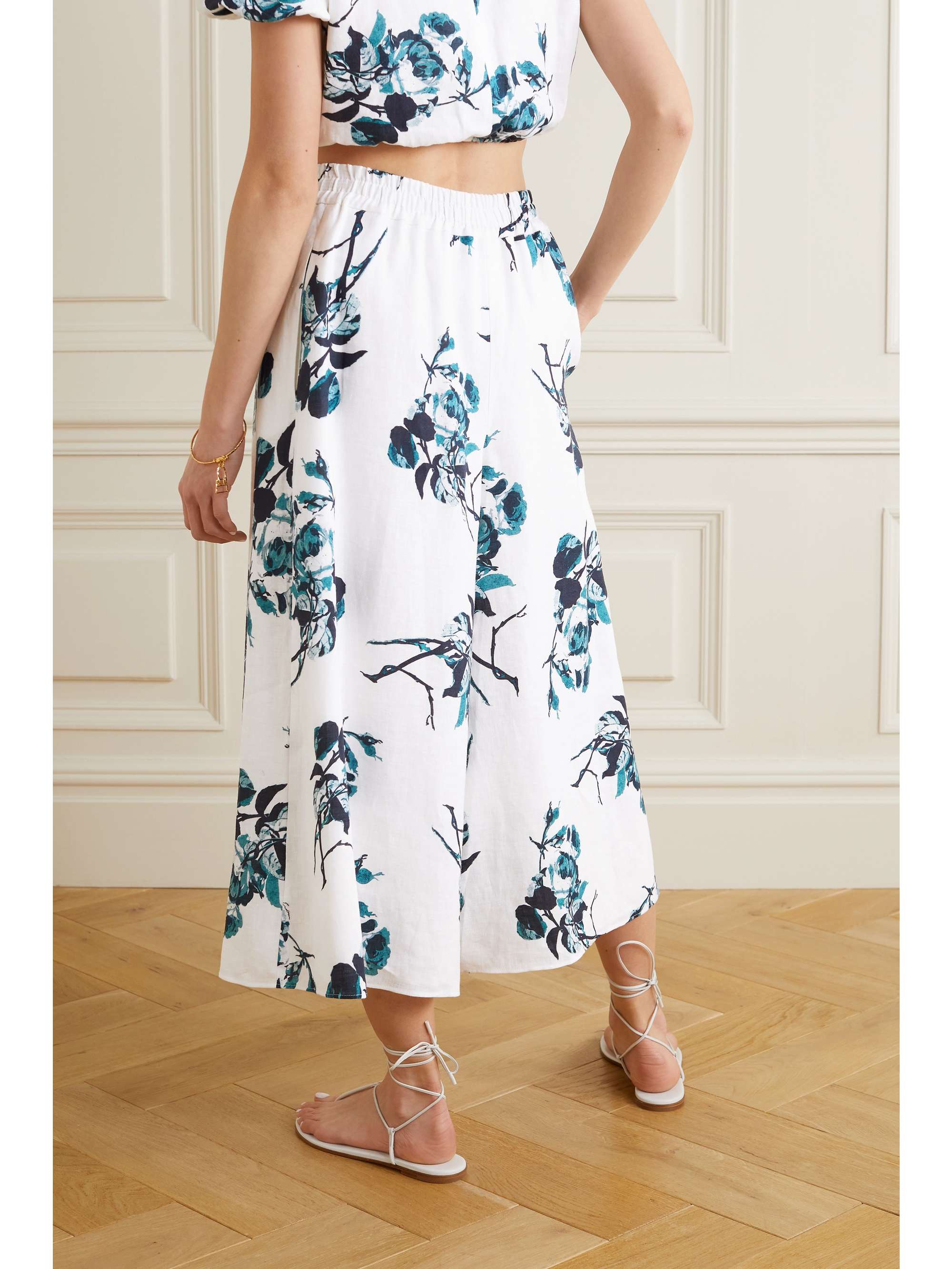 ERDEM Mouna floral-print linen culottes