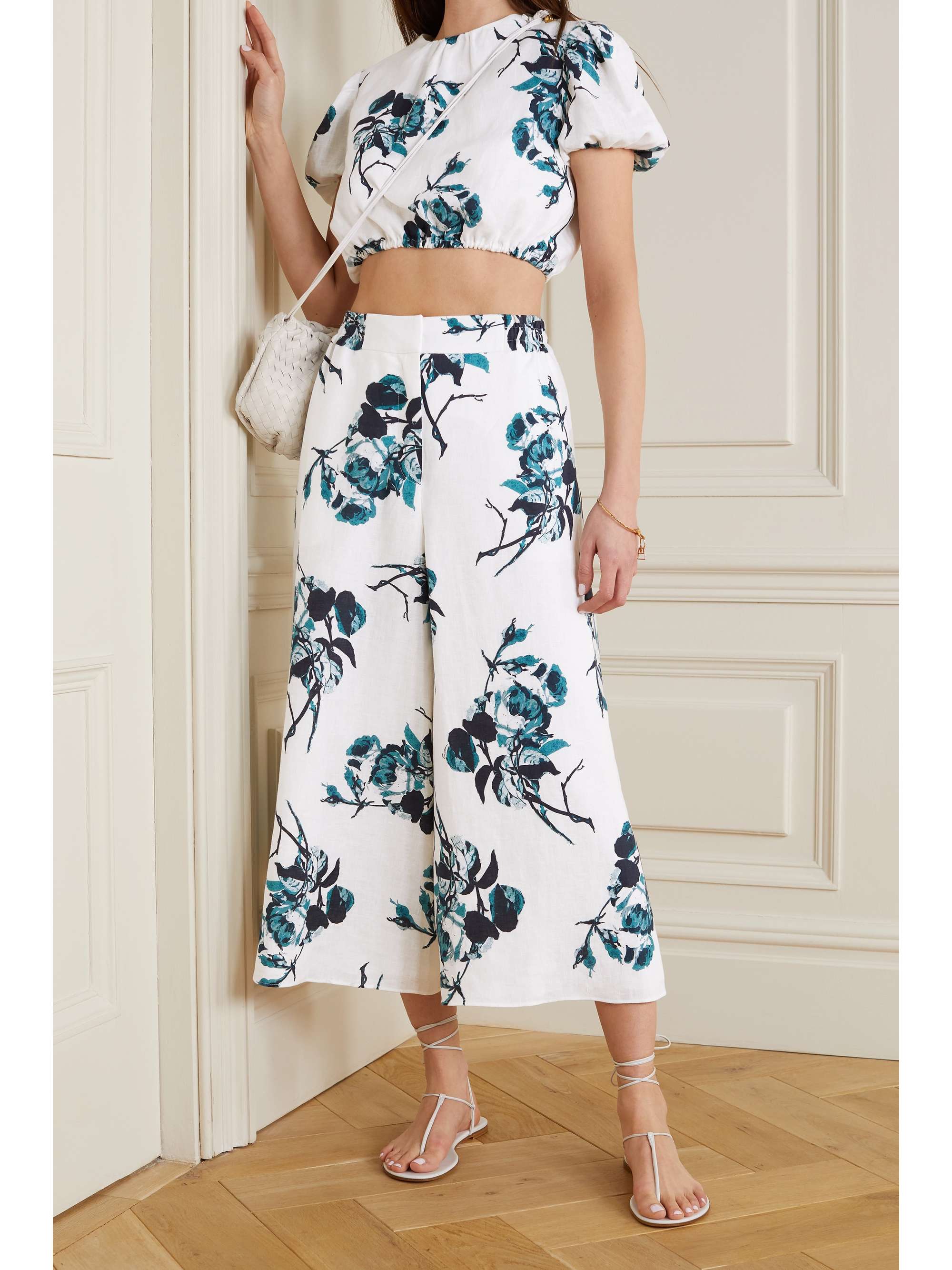 ERDEM Mouna floral-print linen culottes
