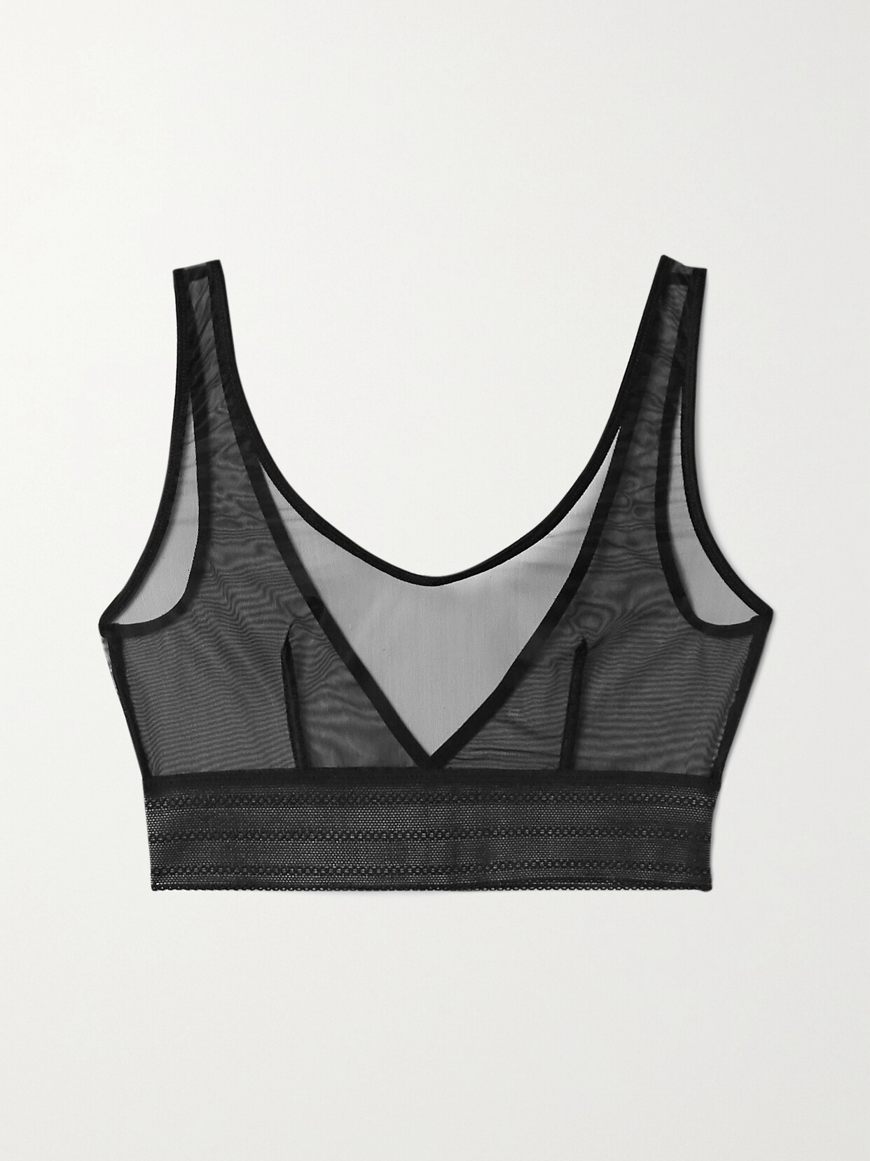 Else Bare Lace-trimmed Stretch-tulle Soft-cup Bra In Black