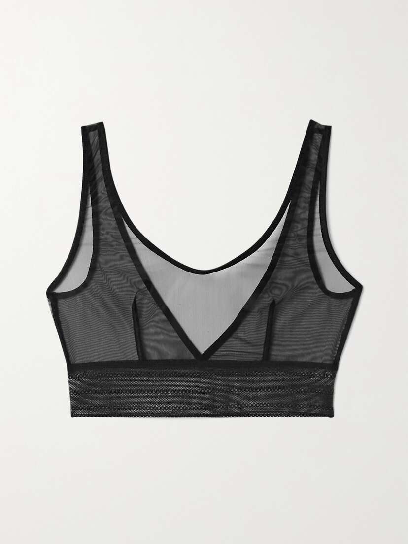 ELSE Bare Lace-trimmed Stretch-tulle Soft-cup Bra