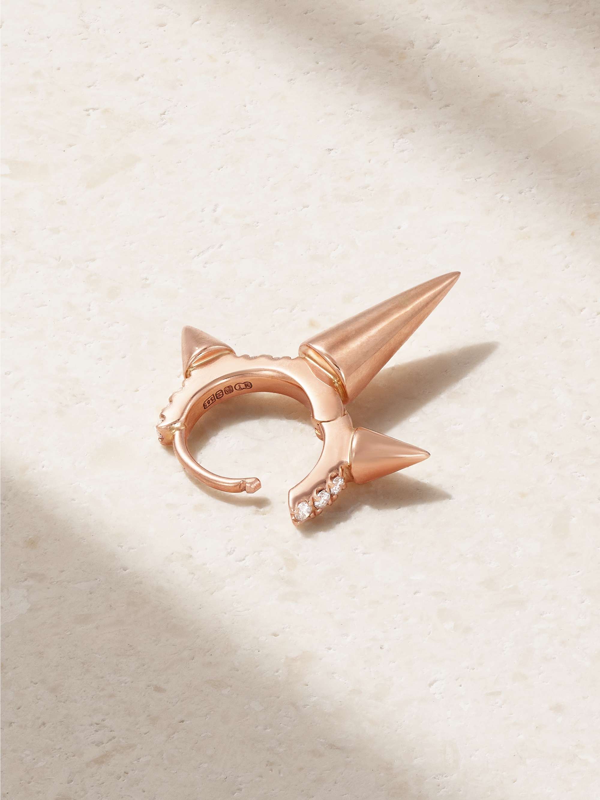 MARIA TASH Triple Spike 6.5mm 18-karat rose gold diamond earring