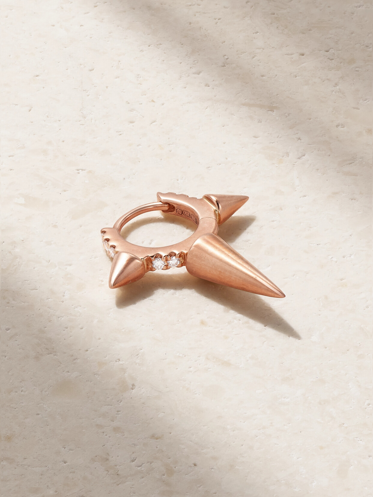 Maria Tash Triple Spike 6.5mm 18-karat Rose Gold Diamond Earring