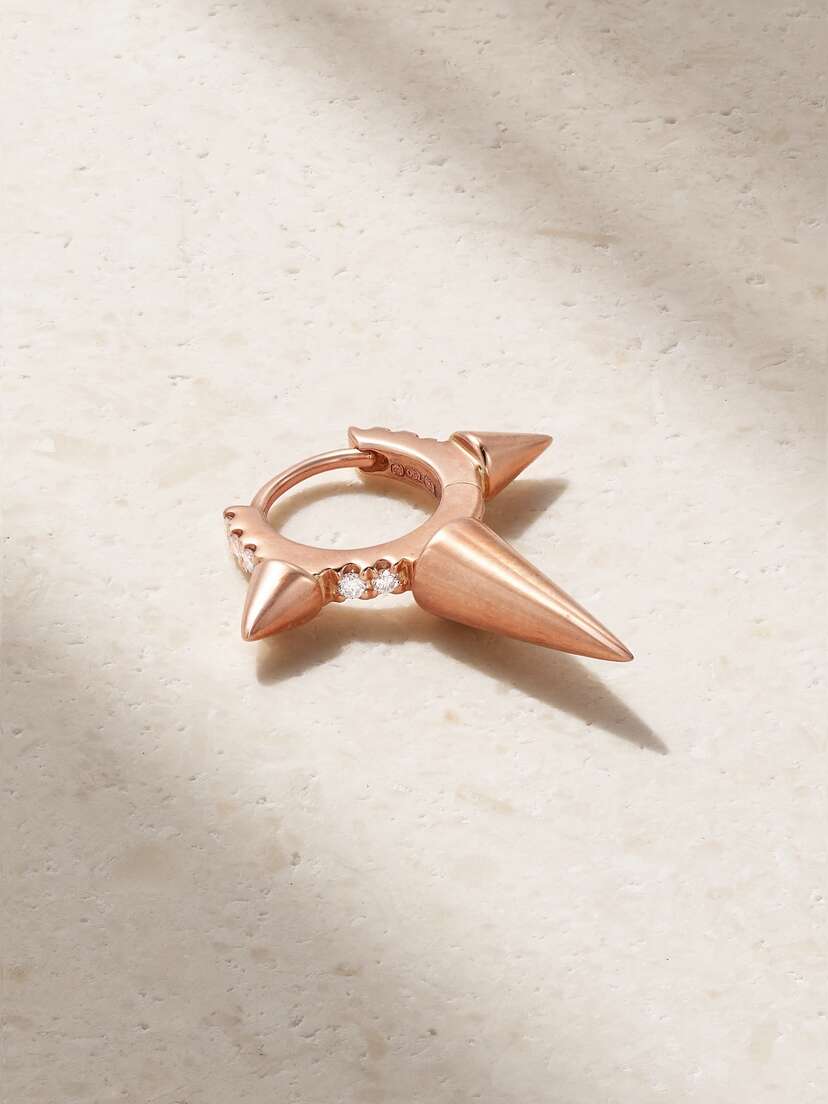 MARIA TASH Triple Spike 6.5mm 18-karat Rose Gold Diamond Earring