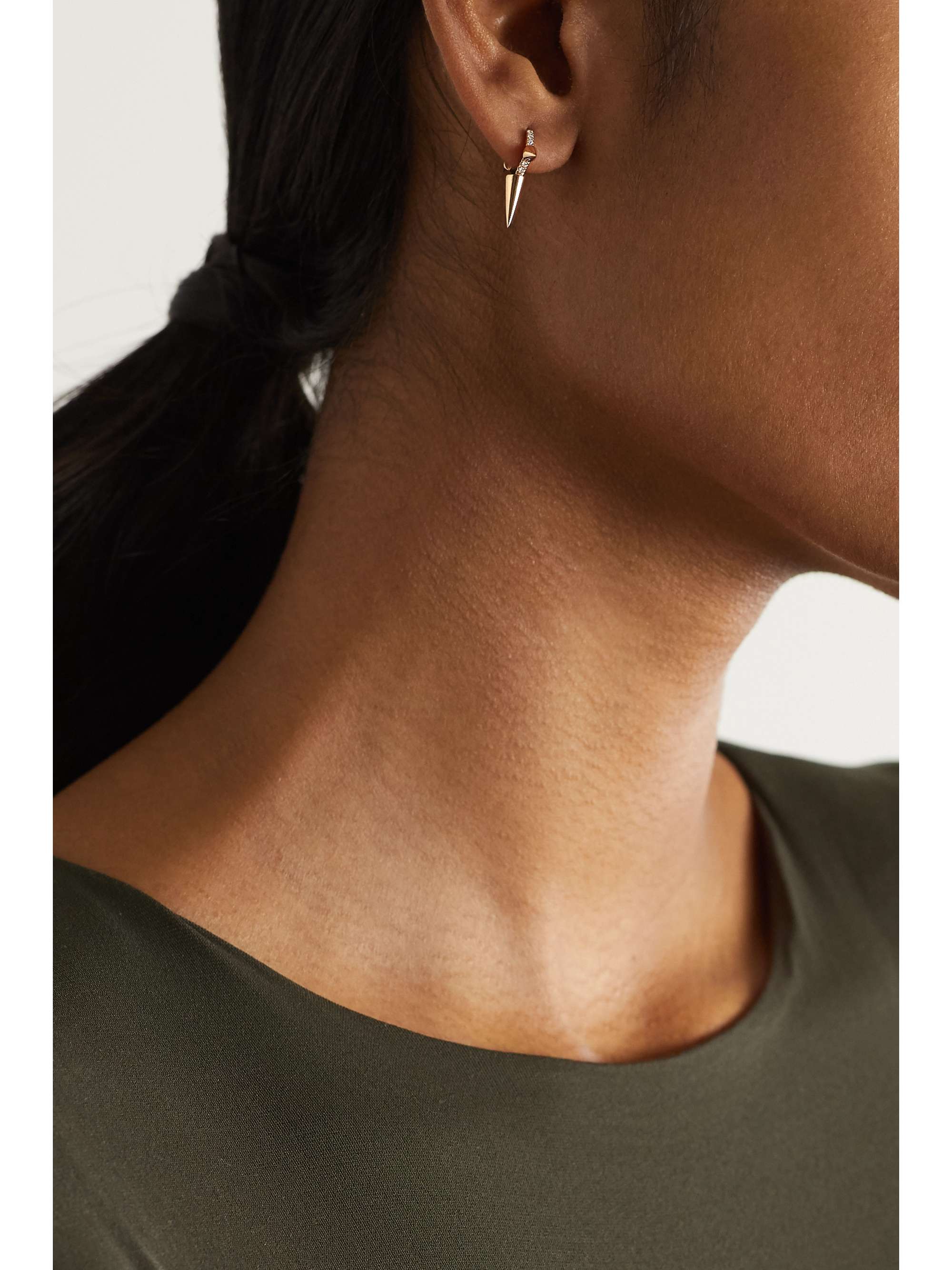 MARIA TASH Triple Spike 6.5mm 18-karat rose gold diamond earring