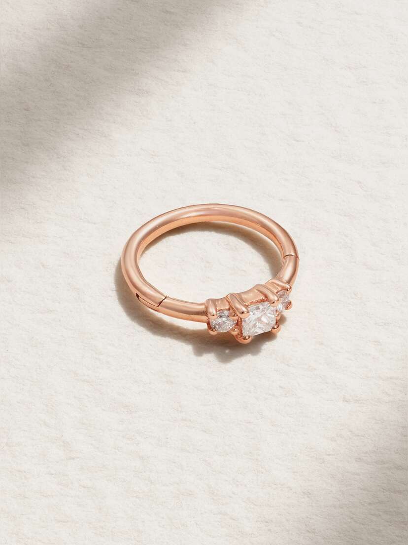 MARIA TASH 18-karat Rose Gold Diamond Hoop Earring