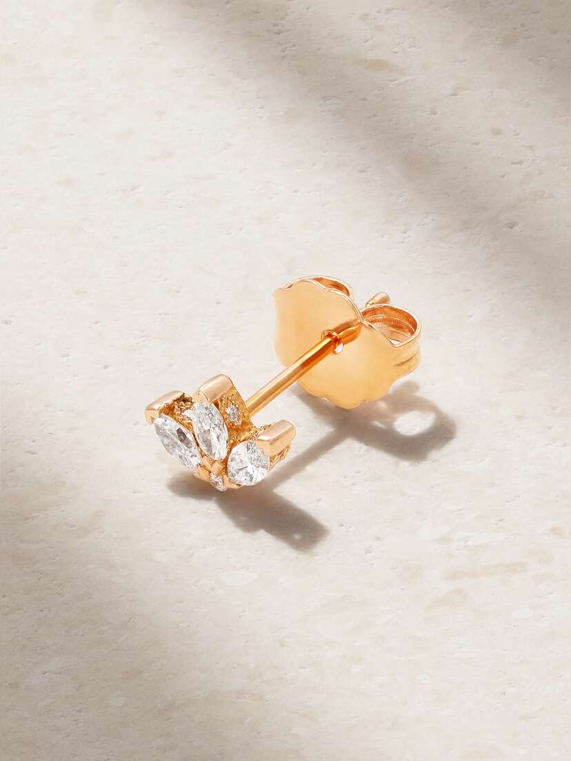 MARIA TASH Lotus 18-karat Rose Gold Diamond Earring