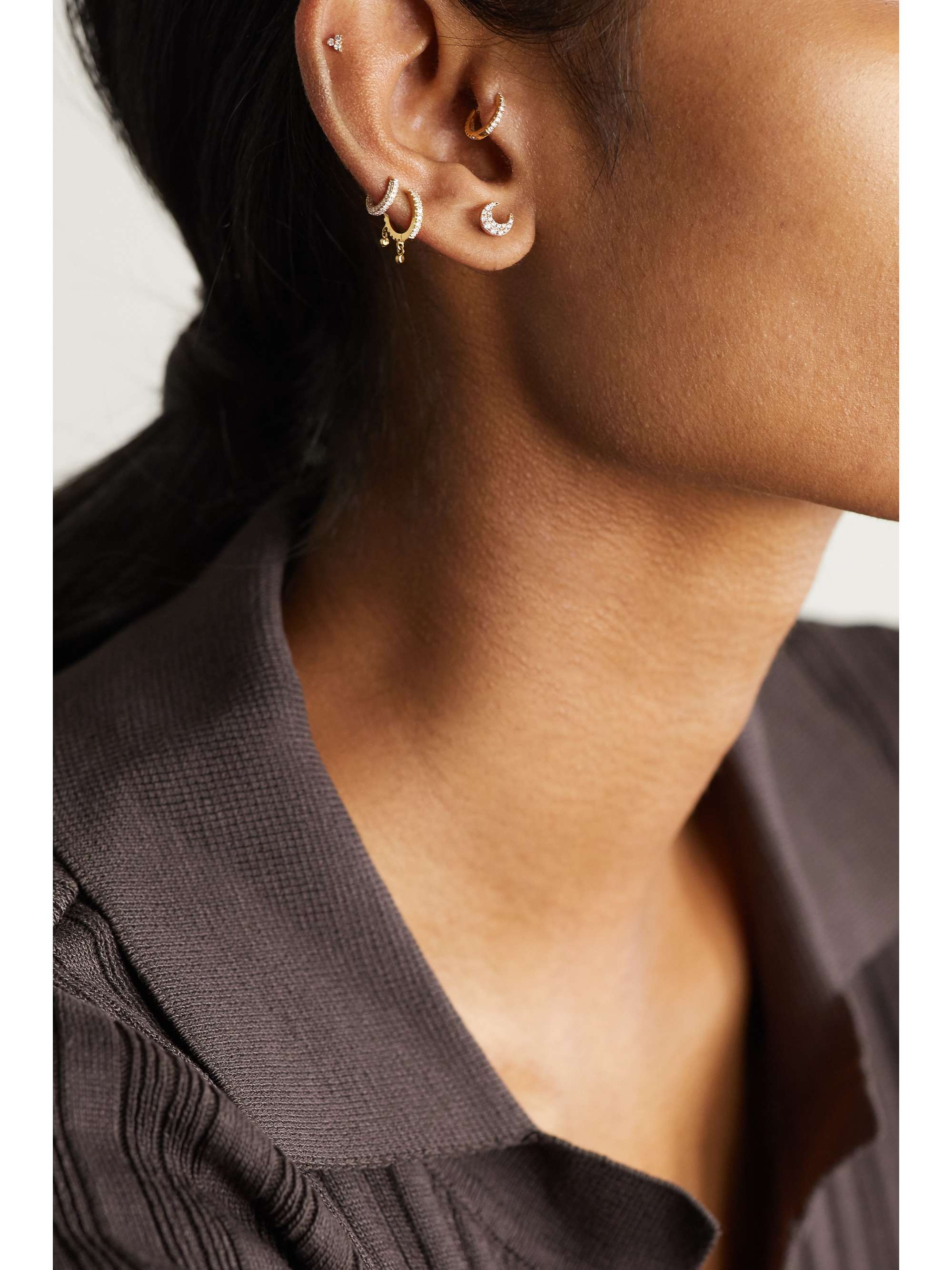 MARIA TASH Moon 18-karat white gold diamond earring