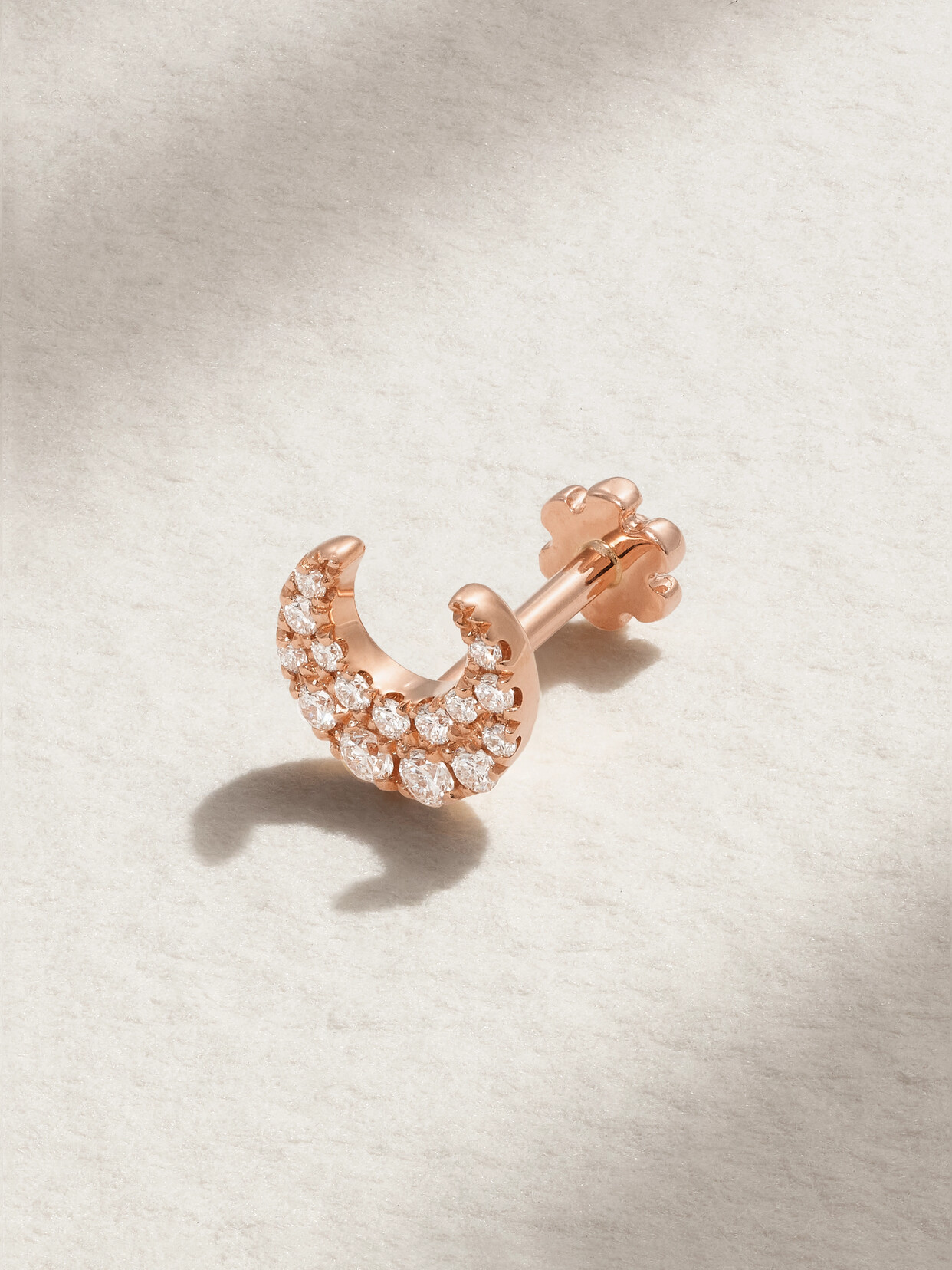 MARIA TASH - Moon 18-karat Rose Gold Diamond Earring - One size