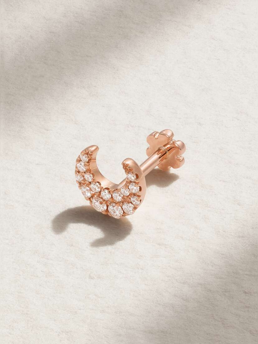 MARIA TASH Moon 18-karat Rose Gold Diamond Earring