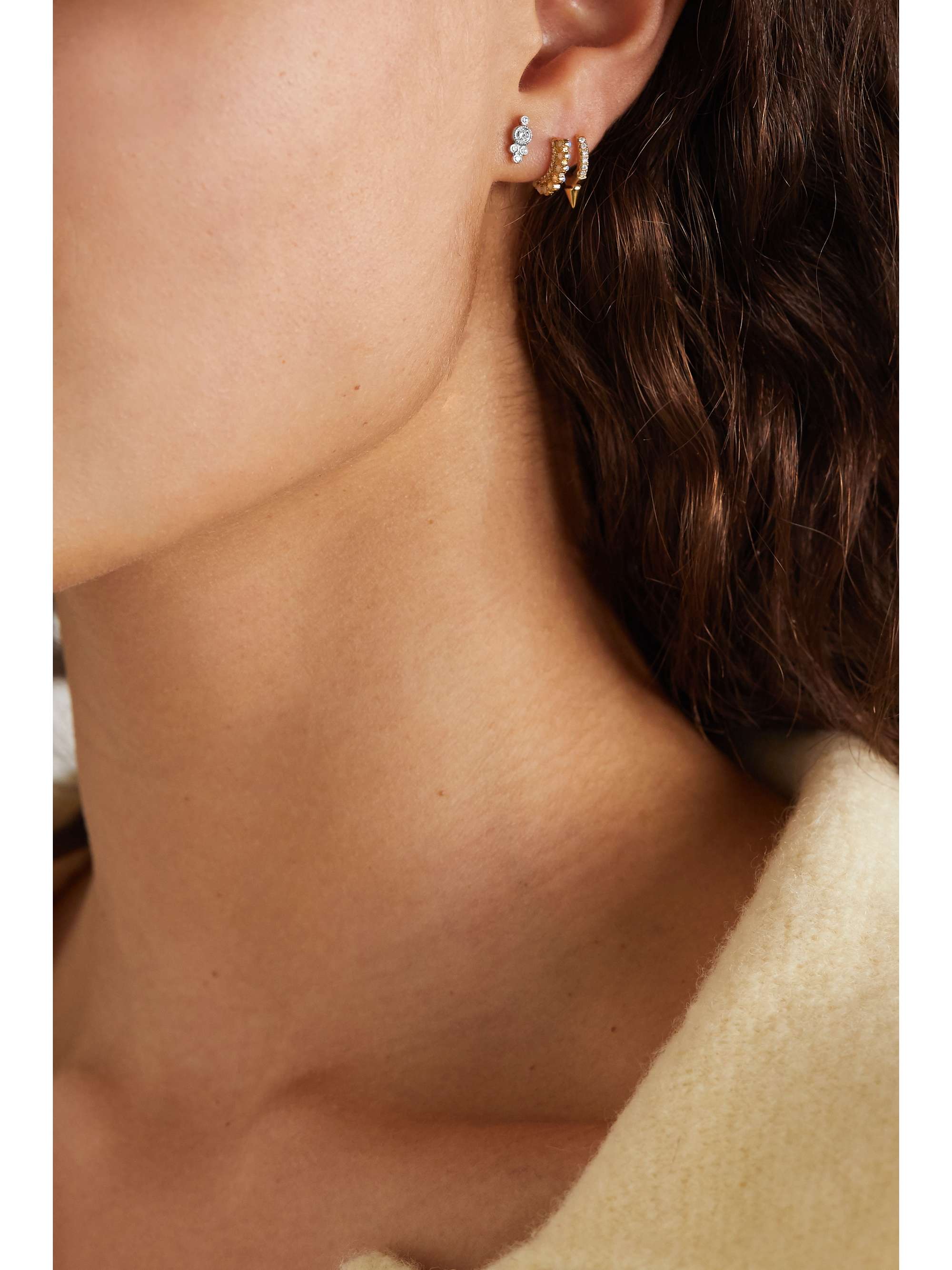 MARIA TASH 4mm 18-karat gold diamond earring