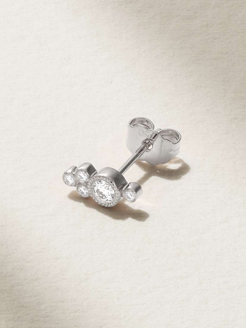 MARIA TASH 4mm 18-karat Gold Diamond Earring